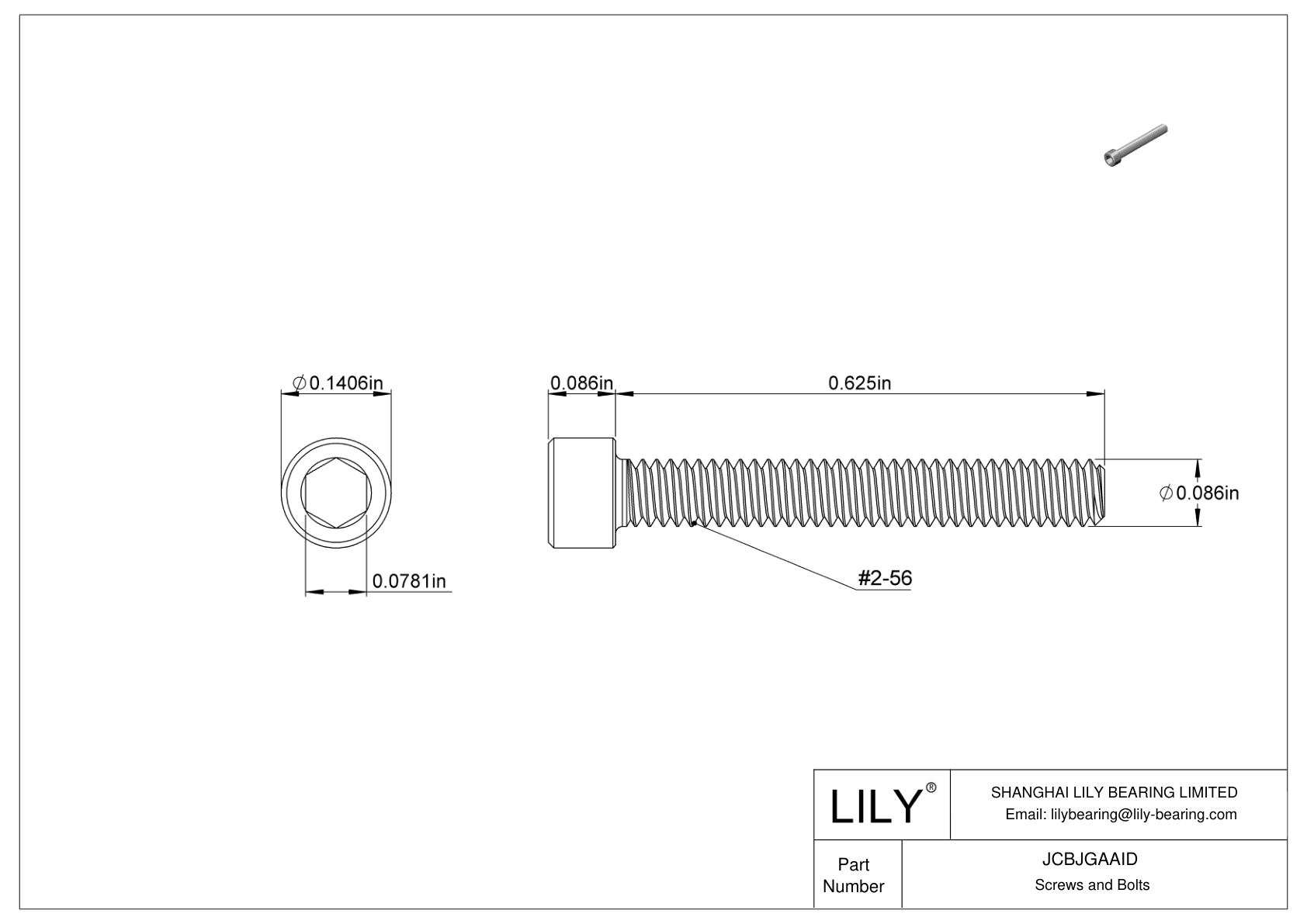 JCBJGAAID Tornillos de cabeza cilíndrica de acero inoxidable 18-8 cad drawing