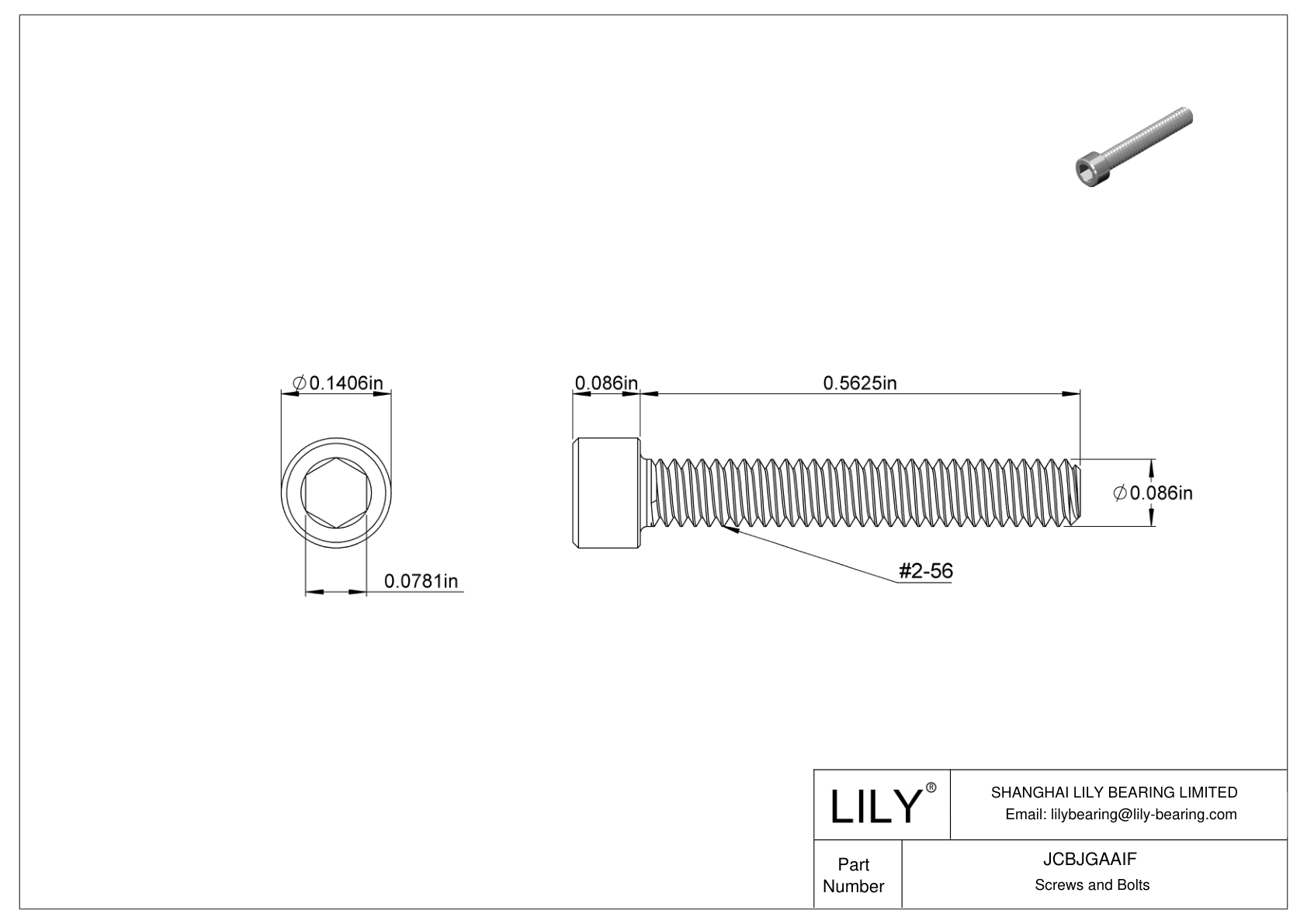 JCBJGAAIF Tornillos de cabeza cilíndrica de acero inoxidable 18-8 cad drawing