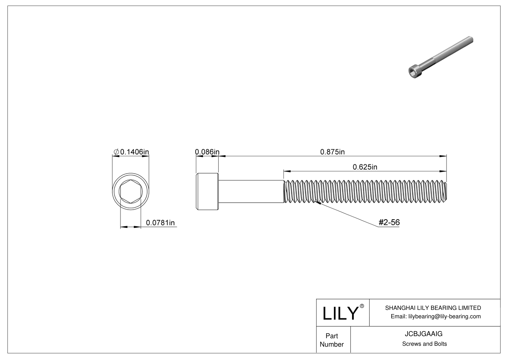 JCBJGAAIG 18-8 Stainless Steel Socket Head Screws cad drawing