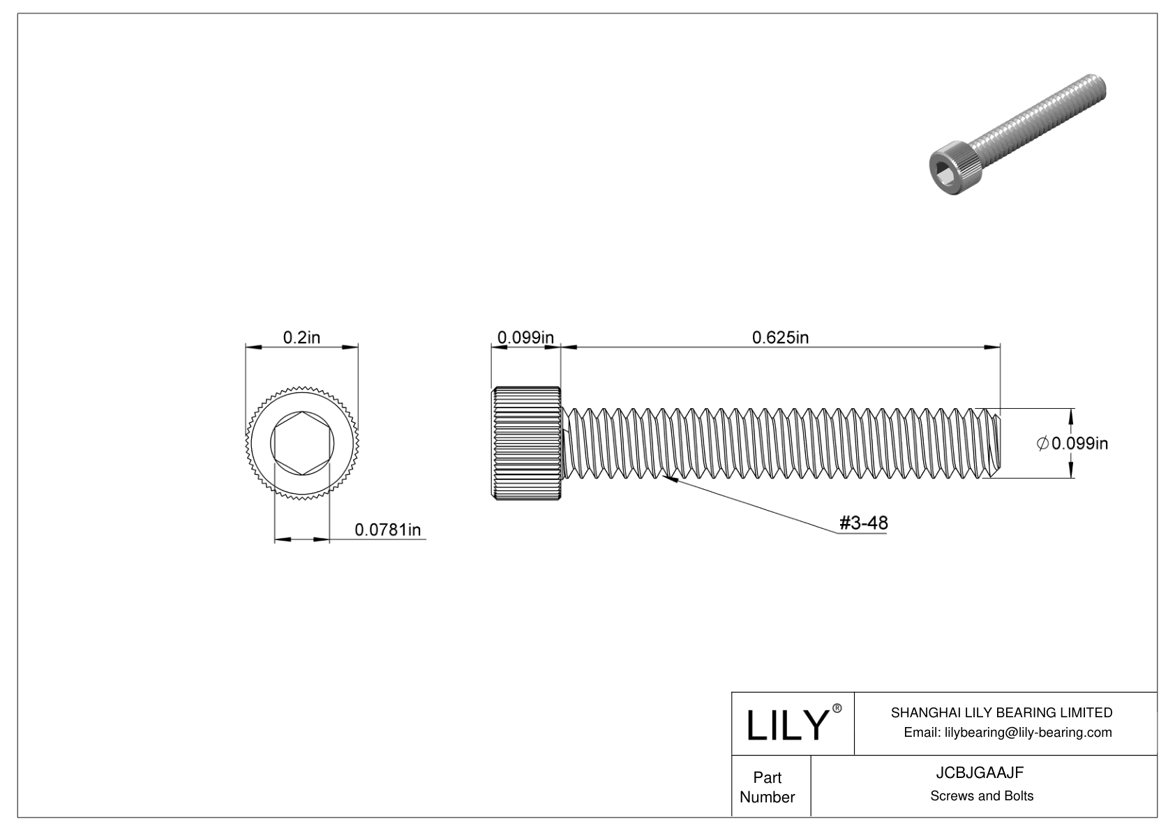 JCBJGAAJF 18-8 Stainless Steel Socket Head Screws cad drawing