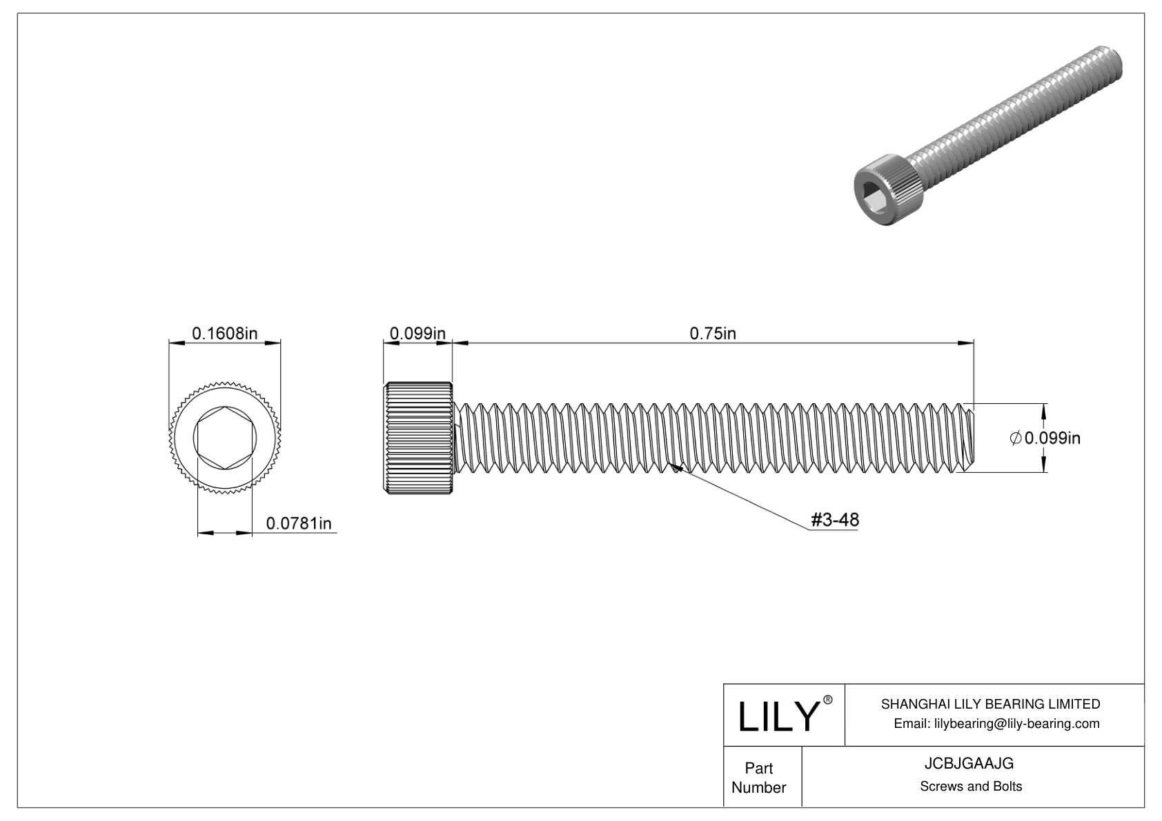 JCBJGAAJG 18-8 Stainless Steel Socket Head Screws cad drawing