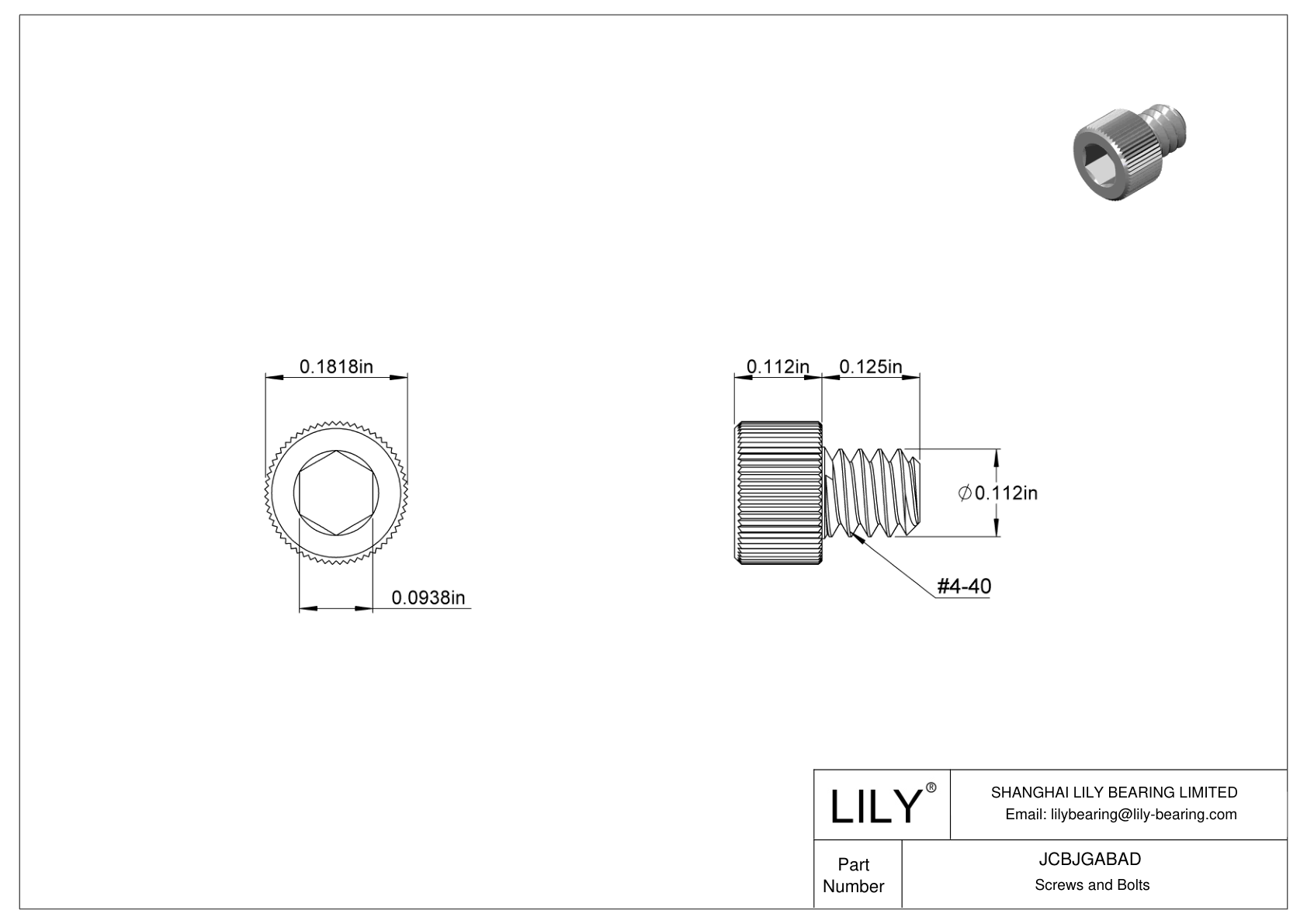 JCBJGABAD Tornillos de cabeza cilíndrica de acero inoxidable 18-8 cad drawing