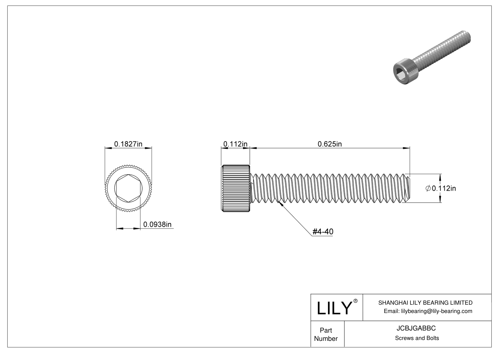 JCBJGABBC 18-8 Stainless Steel Socket Head Screws cad drawing