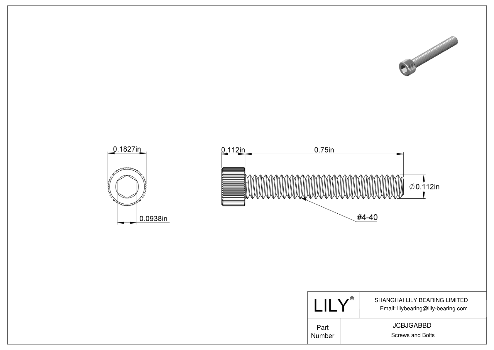 JCBJGABBD Tornillos de cabeza cilíndrica de acero inoxidable 18-8 cad drawing