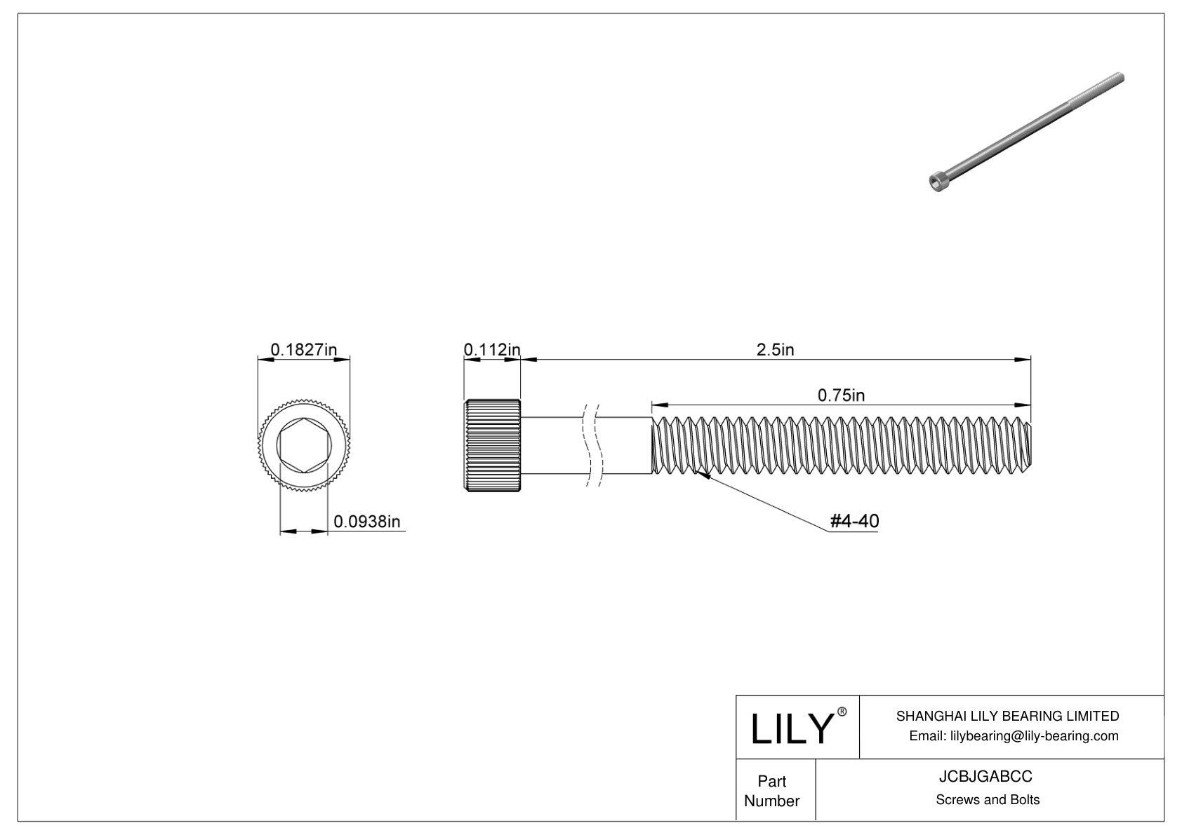 JCBJGABCC Tornillos de cabeza cilíndrica de acero inoxidable 18-8 cad drawing