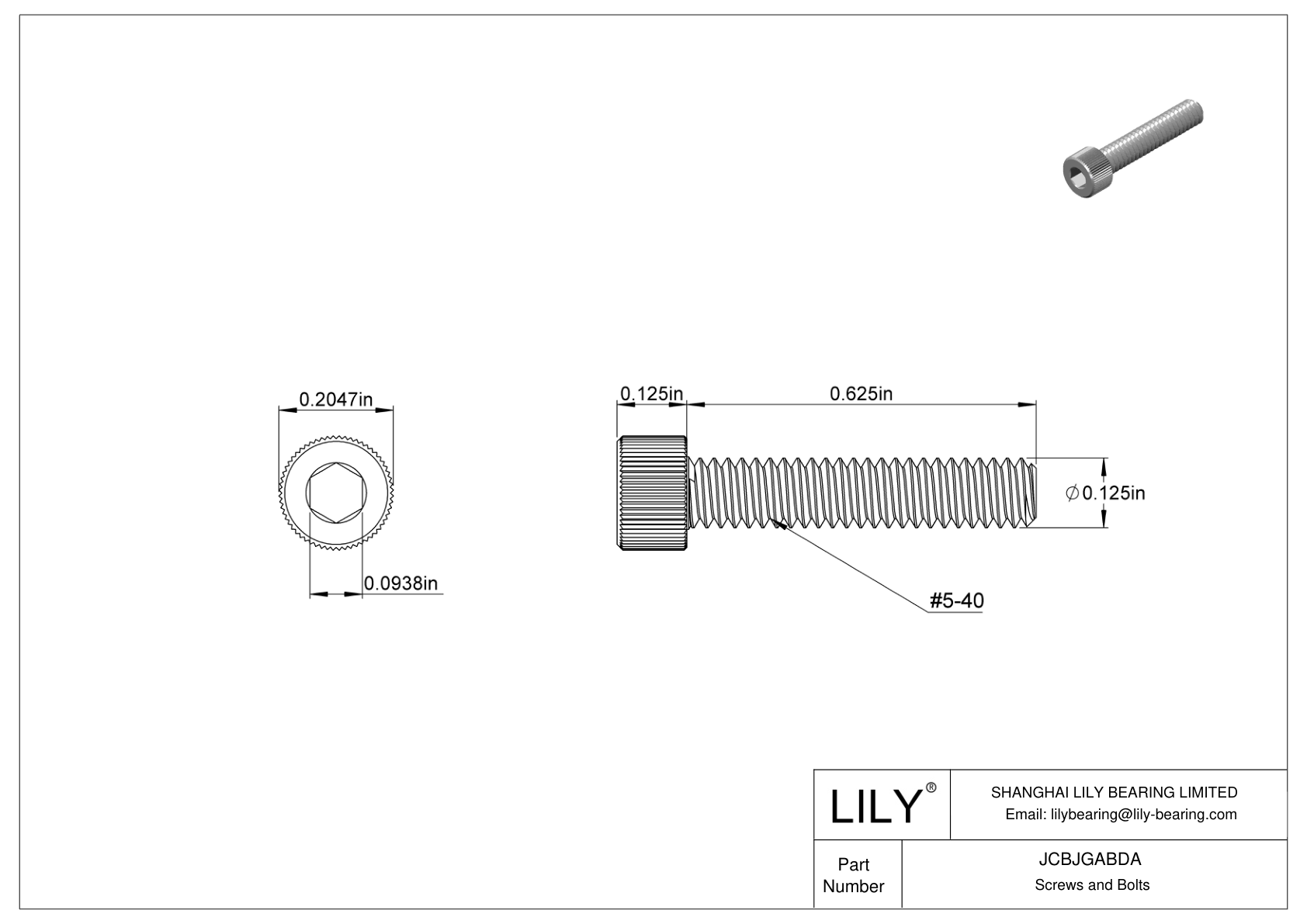 JCBJGABDA 18-8 Stainless Steel Socket Head Screws cad drawing