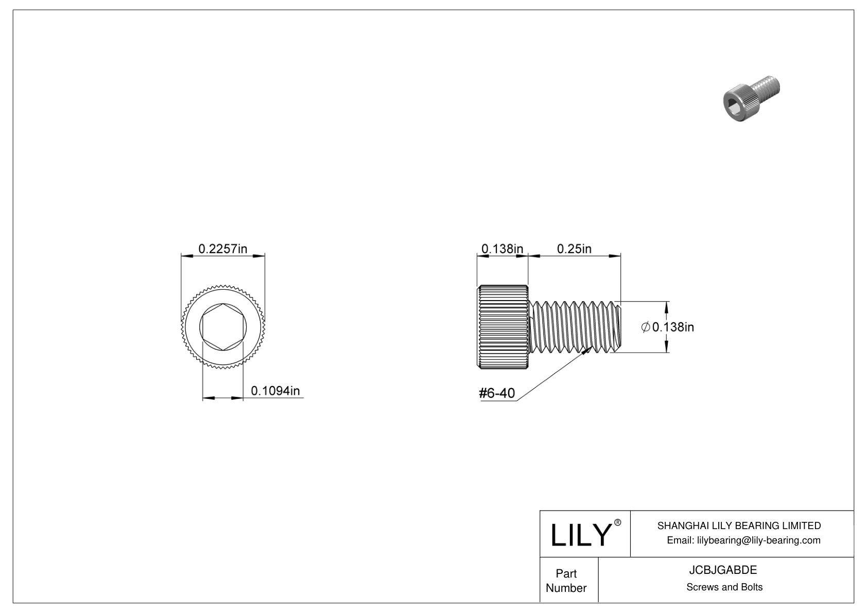 JCBJGABDE 18-8 Stainless Steel Socket Head Screws cad drawing