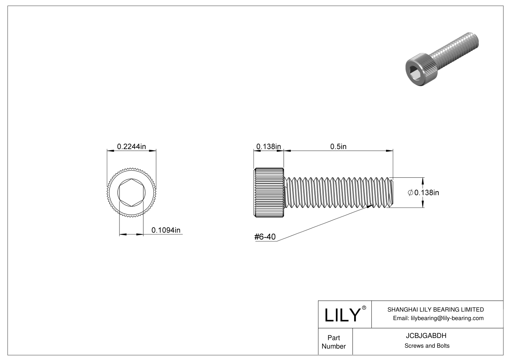 JCBJGABDH 18-8 Stainless Steel Socket Head Screws cad drawing