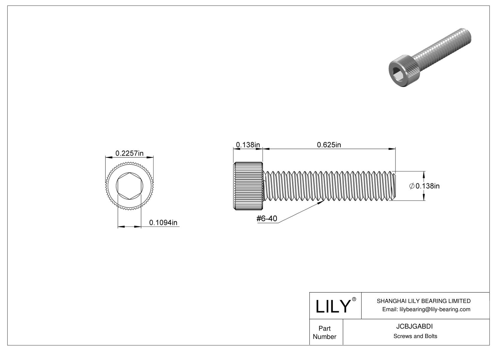 JCBJGABDI 18-8 Stainless Steel Socket Head Screws cad drawing