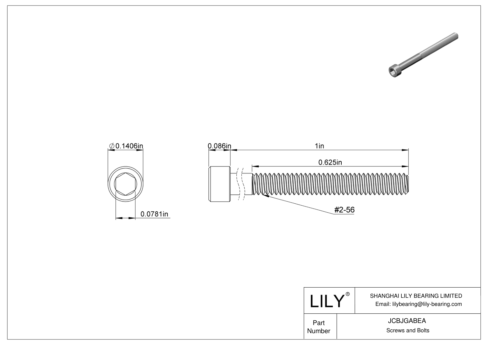 JCBJGABEA 18-8 Stainless Steel Socket Head Screws cad drawing