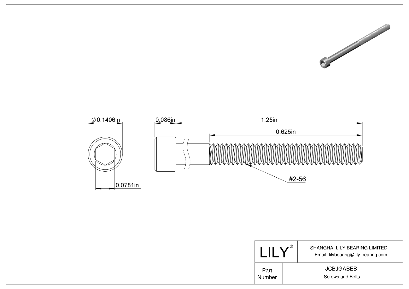 JCBJGABEB 18-8 Stainless Steel Socket Head Screws cad drawing