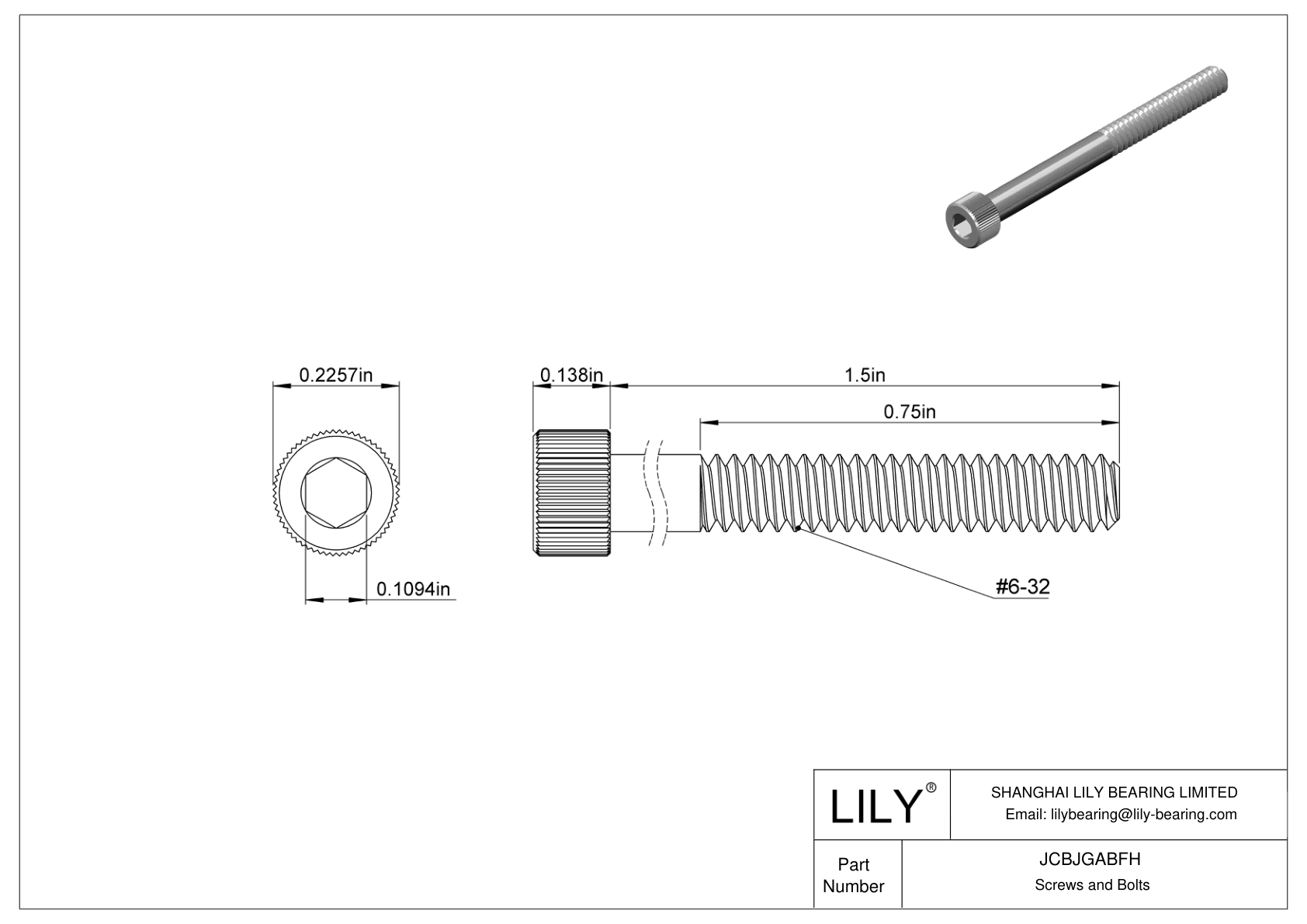 JCBJGABFH 18-8 Stainless Steel Socket Head Screws cad drawing