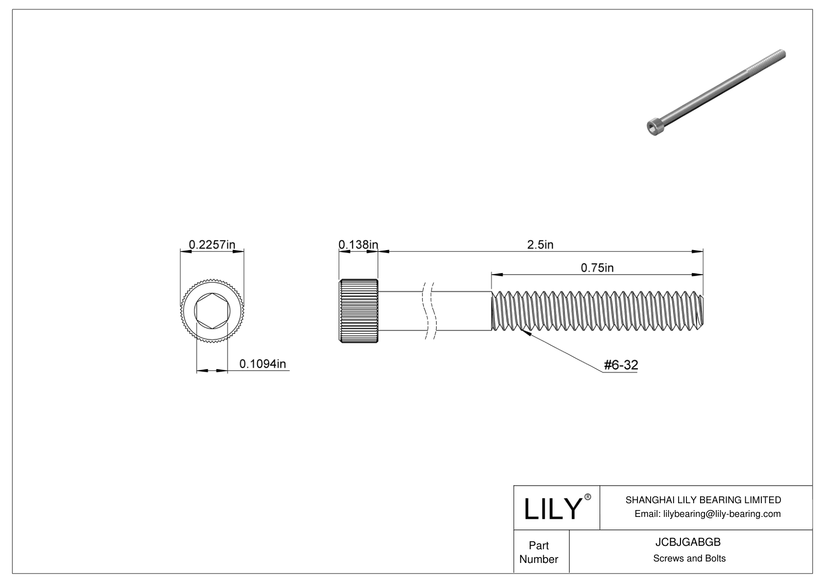 JCBJGABGB 18-8 Stainless Steel Socket Head Screws cad drawing