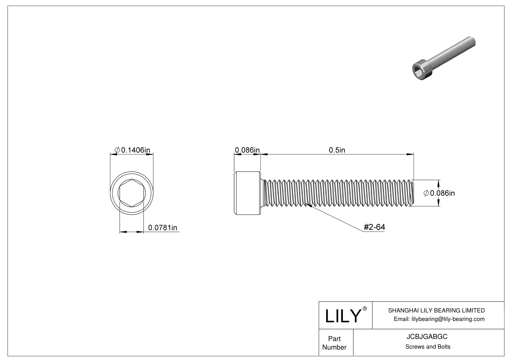 JCBJGABGC Tornillos de cabeza cilíndrica de acero inoxidable 18-8 cad drawing