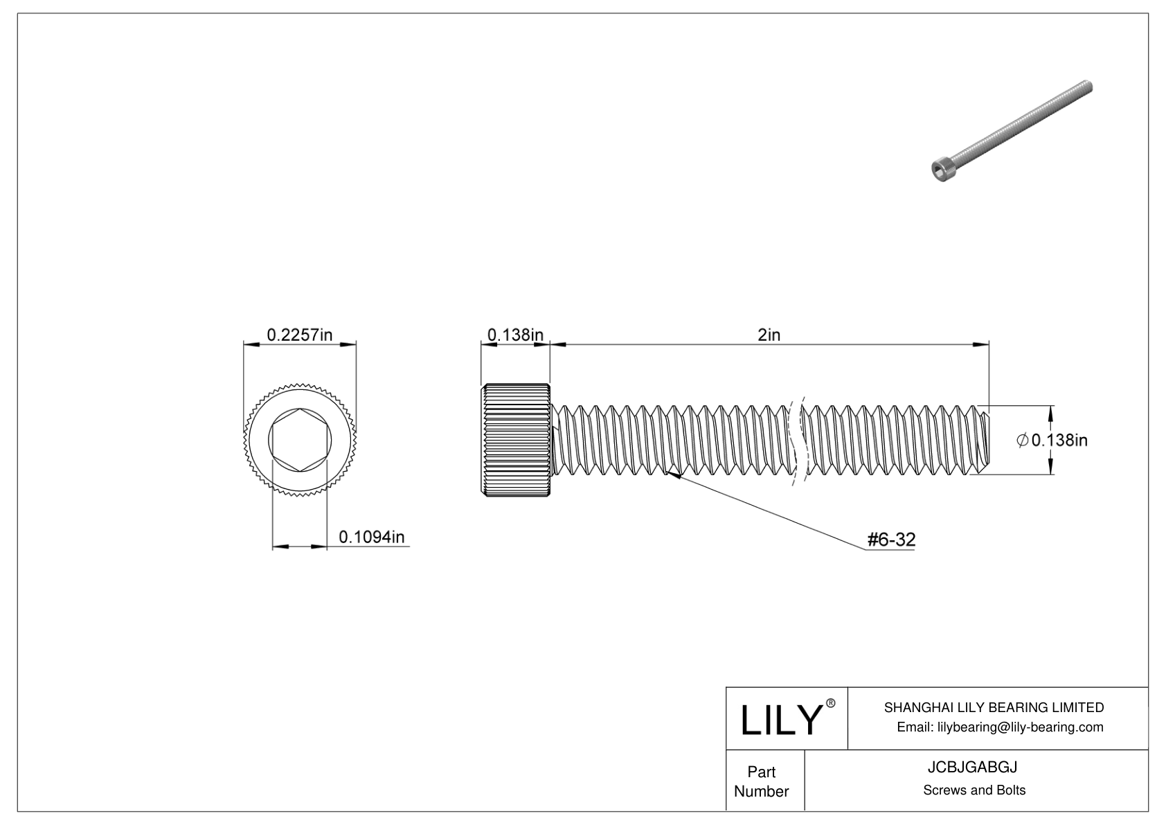 JCBJGABGJ 18-8 Stainless Steel Socket Head Screws cad drawing