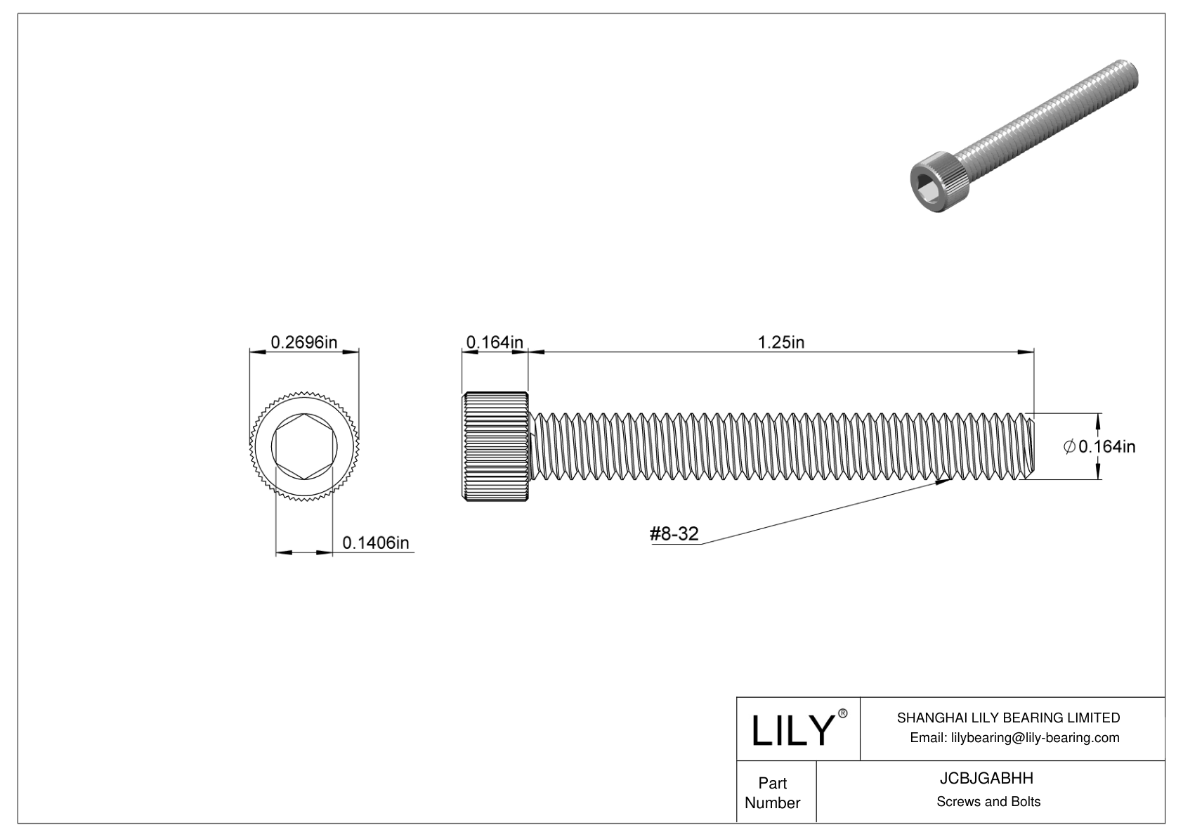 JCBJGABHH 18-8 Stainless Steel Socket Head Screws cad drawing