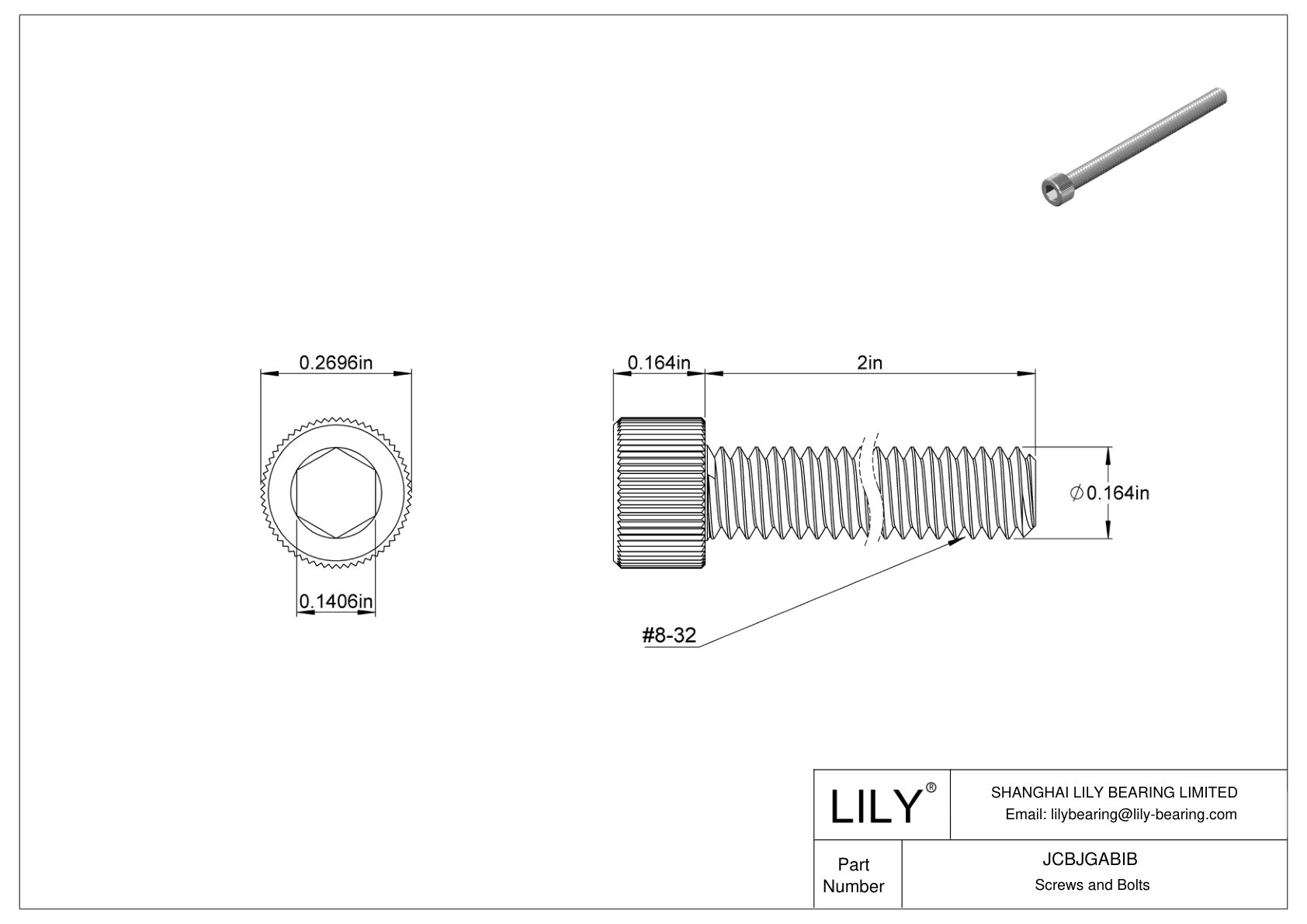 JCBJGABIB Tornillos de cabeza cilíndrica de acero inoxidable 18-8 cad drawing