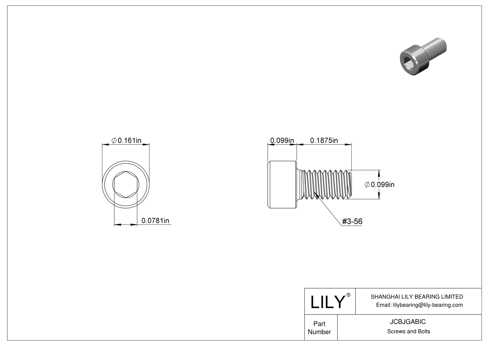 JCBJGABIC Tornillos de cabeza cilíndrica de acero inoxidable 18-8 cad drawing