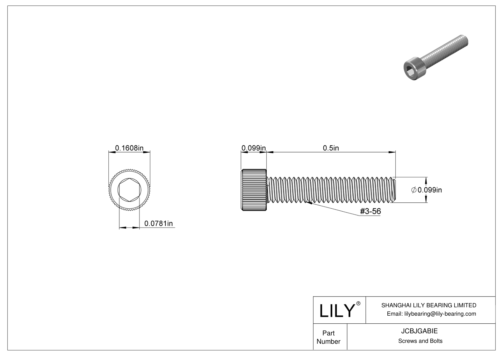 JCBJGABIE 18-8 Stainless Steel Socket Head Screws cad drawing