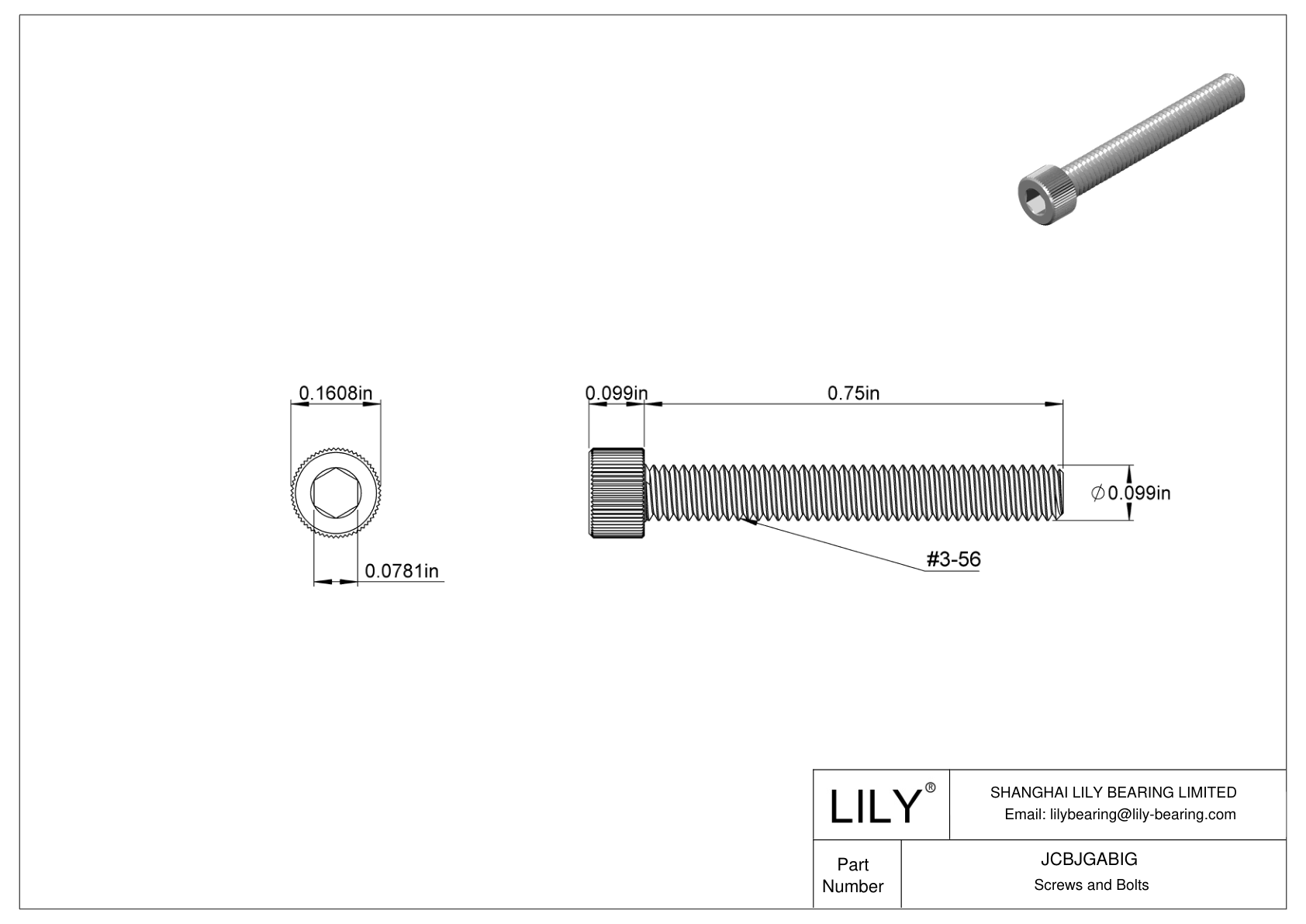 JCBJGABIG Tornillos de cabeza cilíndrica de acero inoxidable 18-8 cad drawing