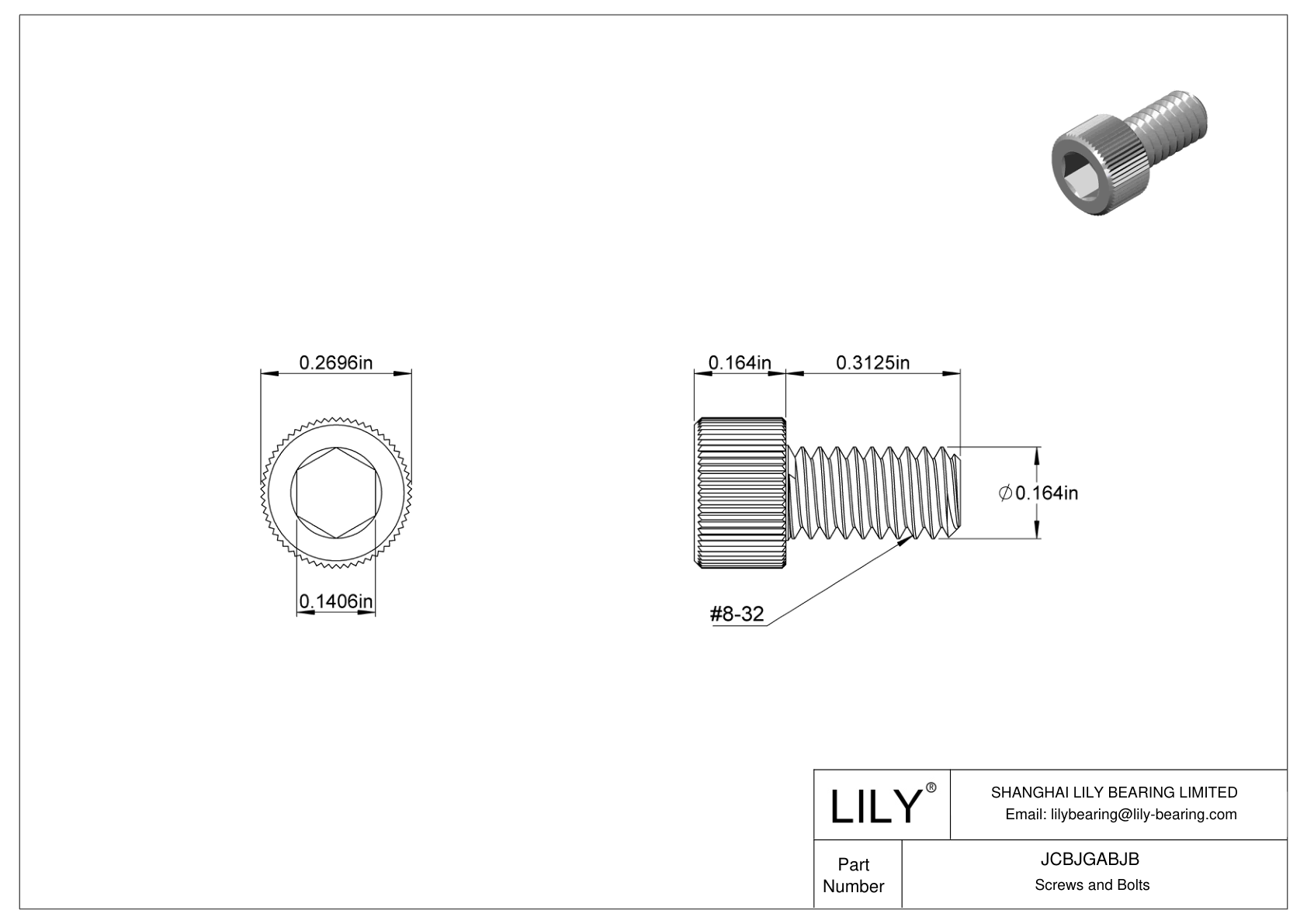 JCBJGABJB 18-8 Stainless Steel Socket Head Screws cad drawing