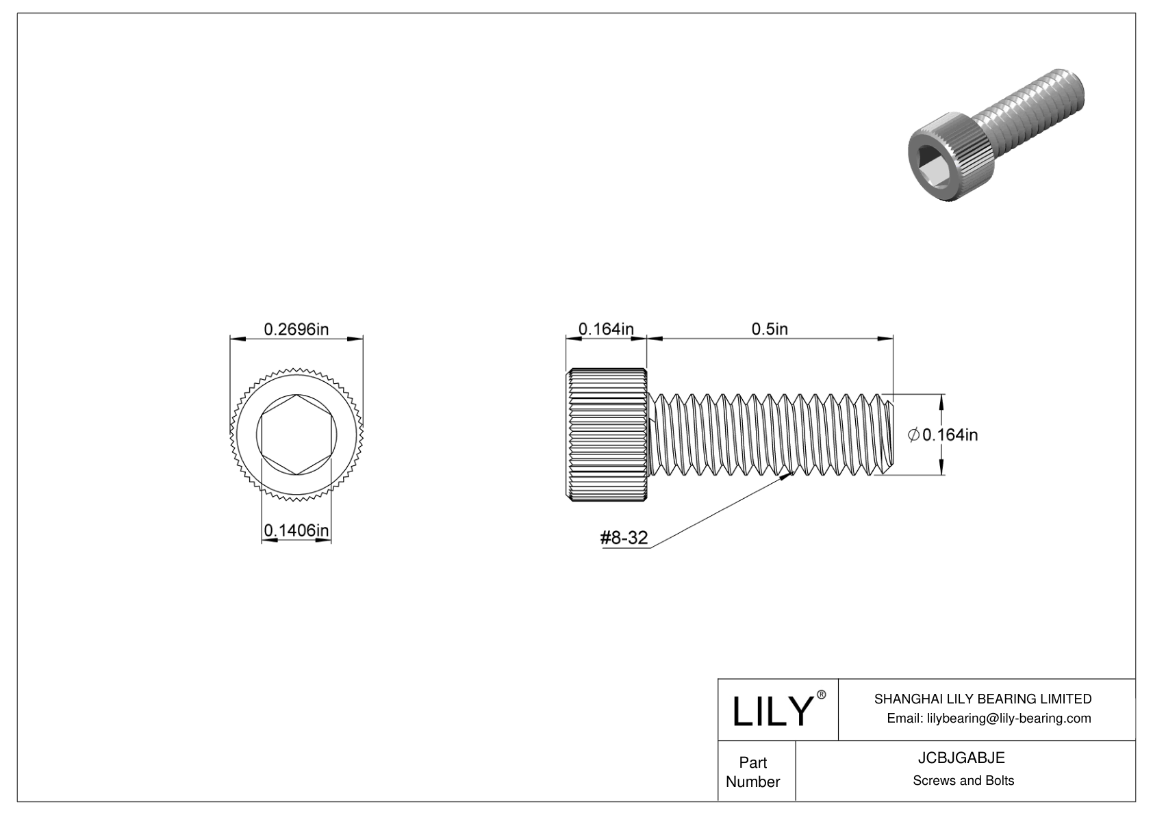 JCBJGABJE Tornillos de cabeza cilíndrica de acero inoxidable 18-8 cad drawing