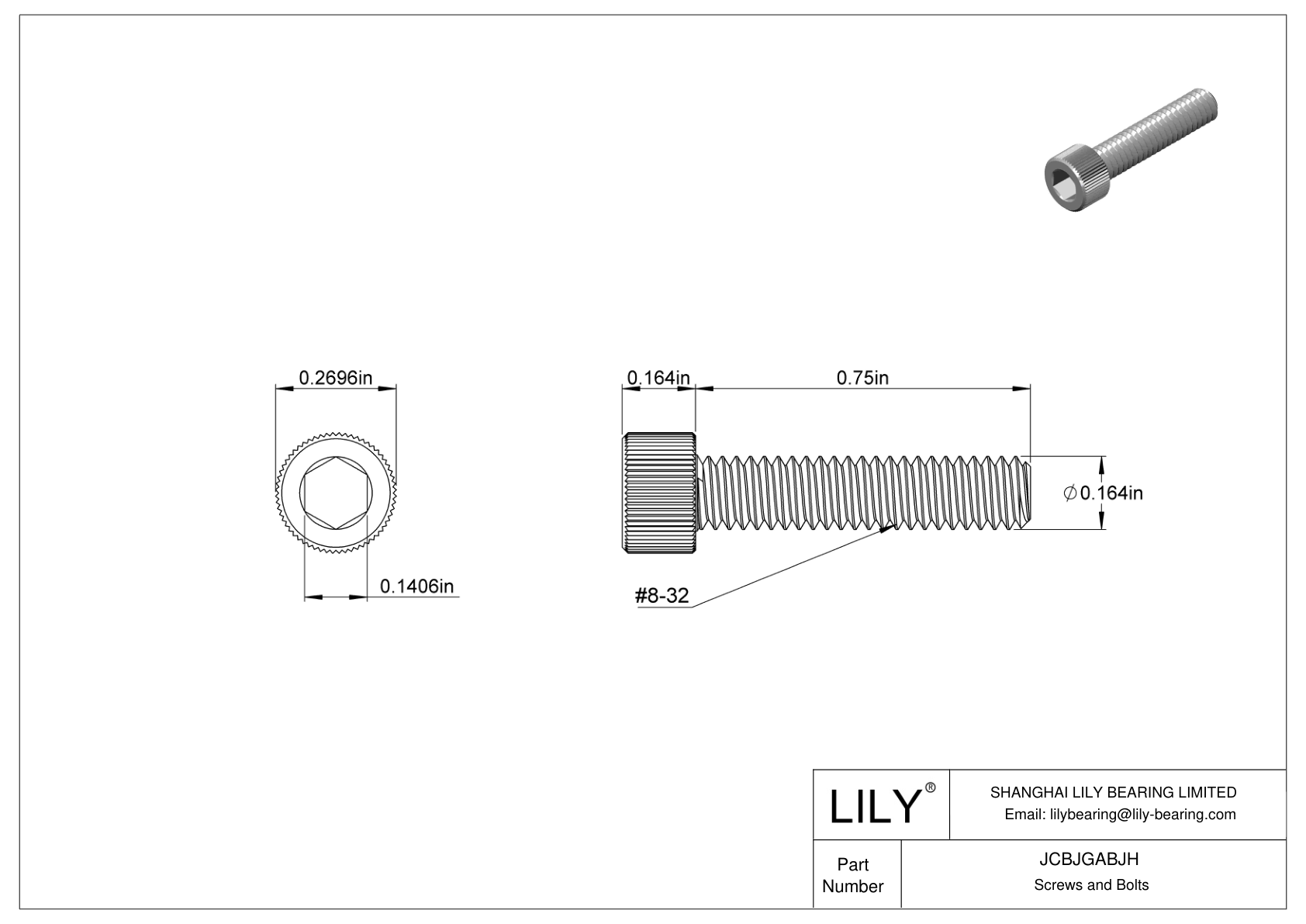 JCBJGABJH Tornillos de cabeza cilíndrica de acero inoxidable 18-8 cad drawing