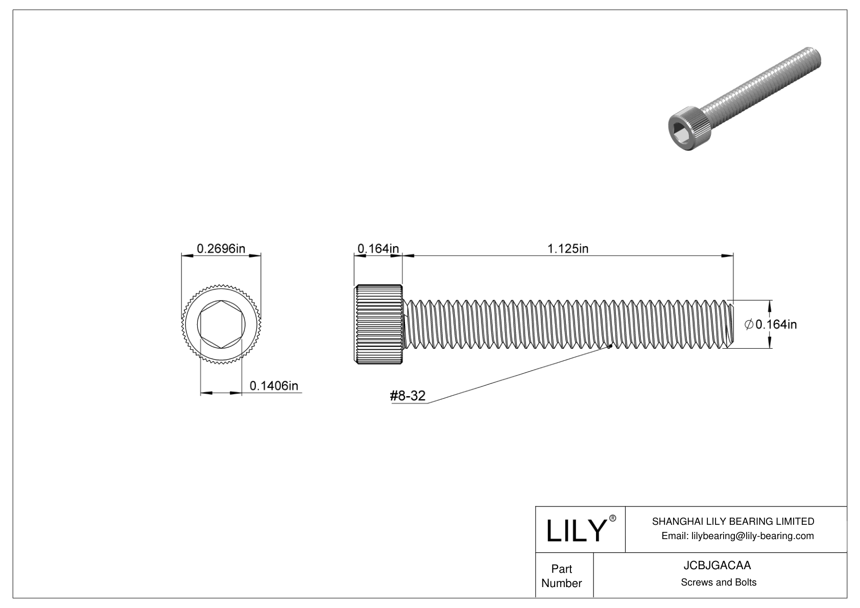 JCBJGACAA 18-8 Stainless Steel Socket Head Screws cad drawing