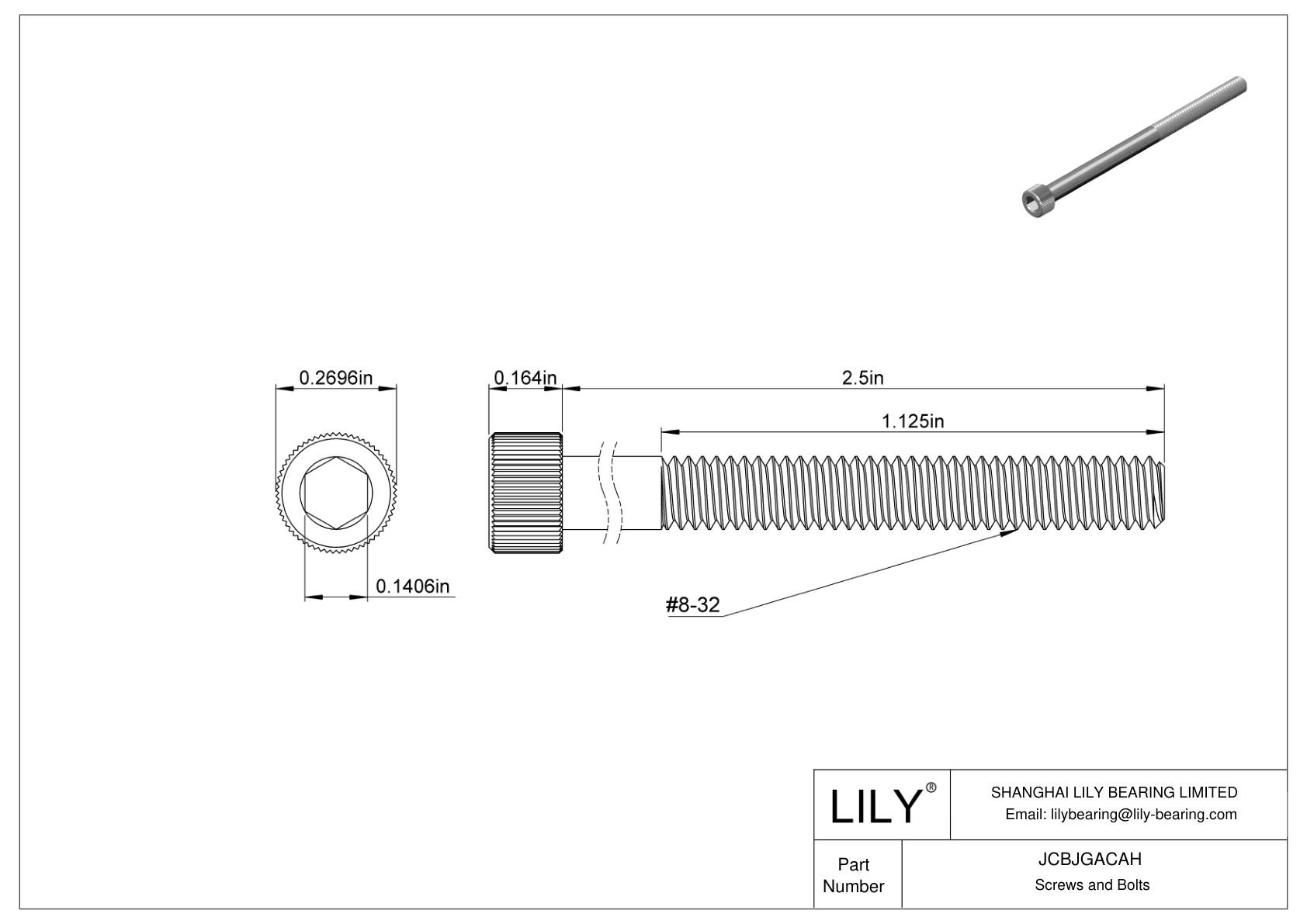 JCBJGACAH Tornillos de cabeza cilíndrica de acero inoxidable 18-8 cad drawing