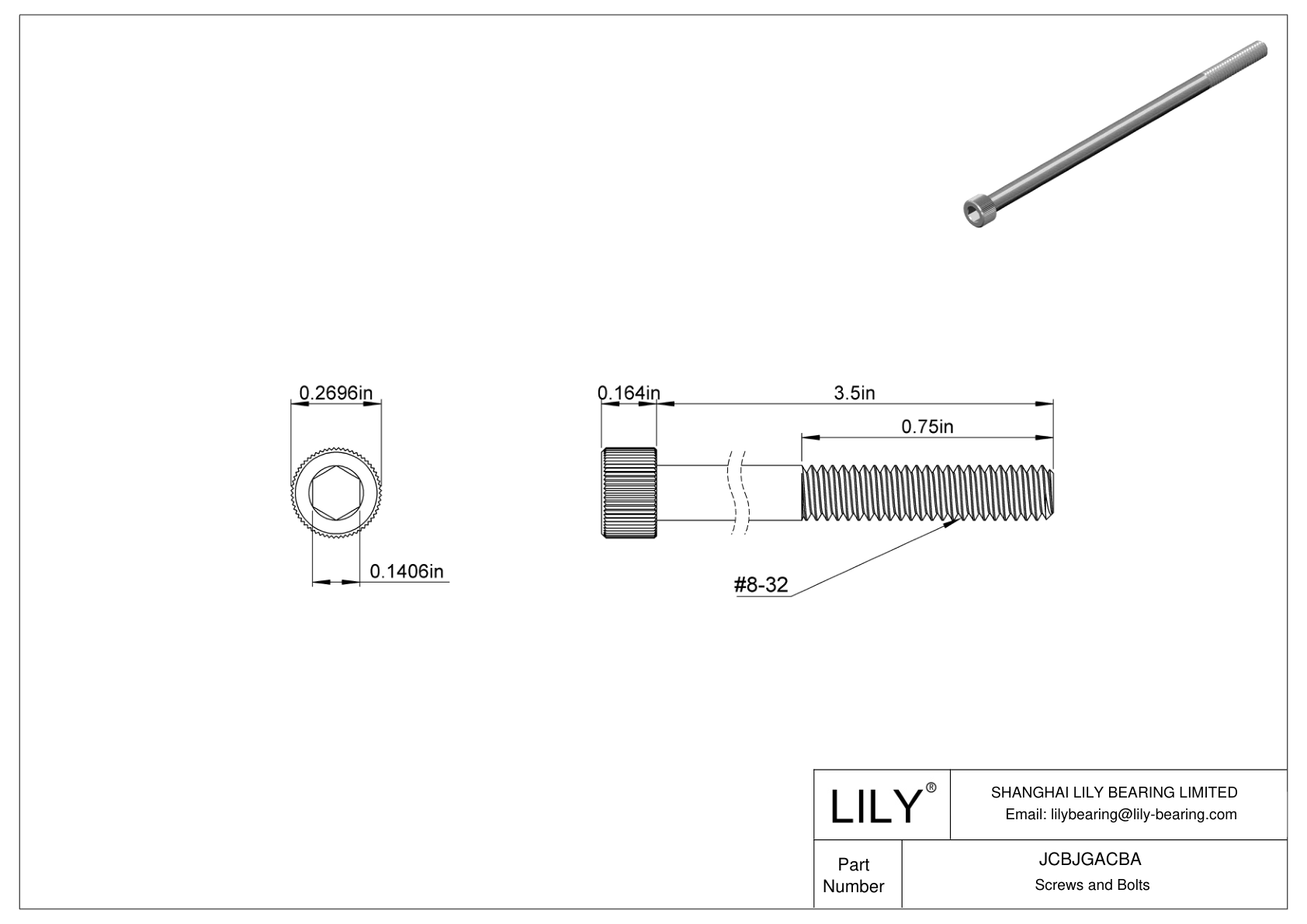 JCBJGACBA 18-8 Stainless Steel Socket Head Screws cad drawing