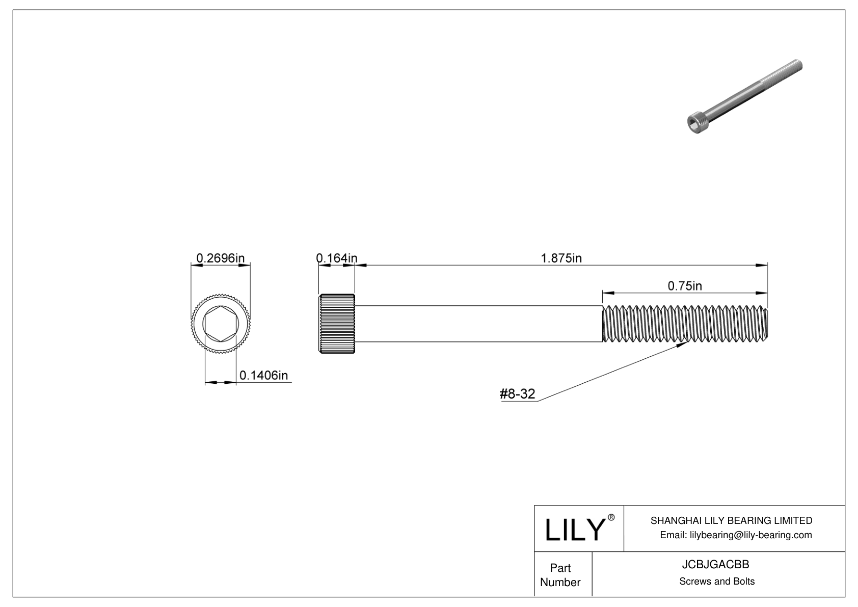 JCBJGACBB Tornillos de cabeza cilíndrica de acero inoxidable 18-8 cad drawing