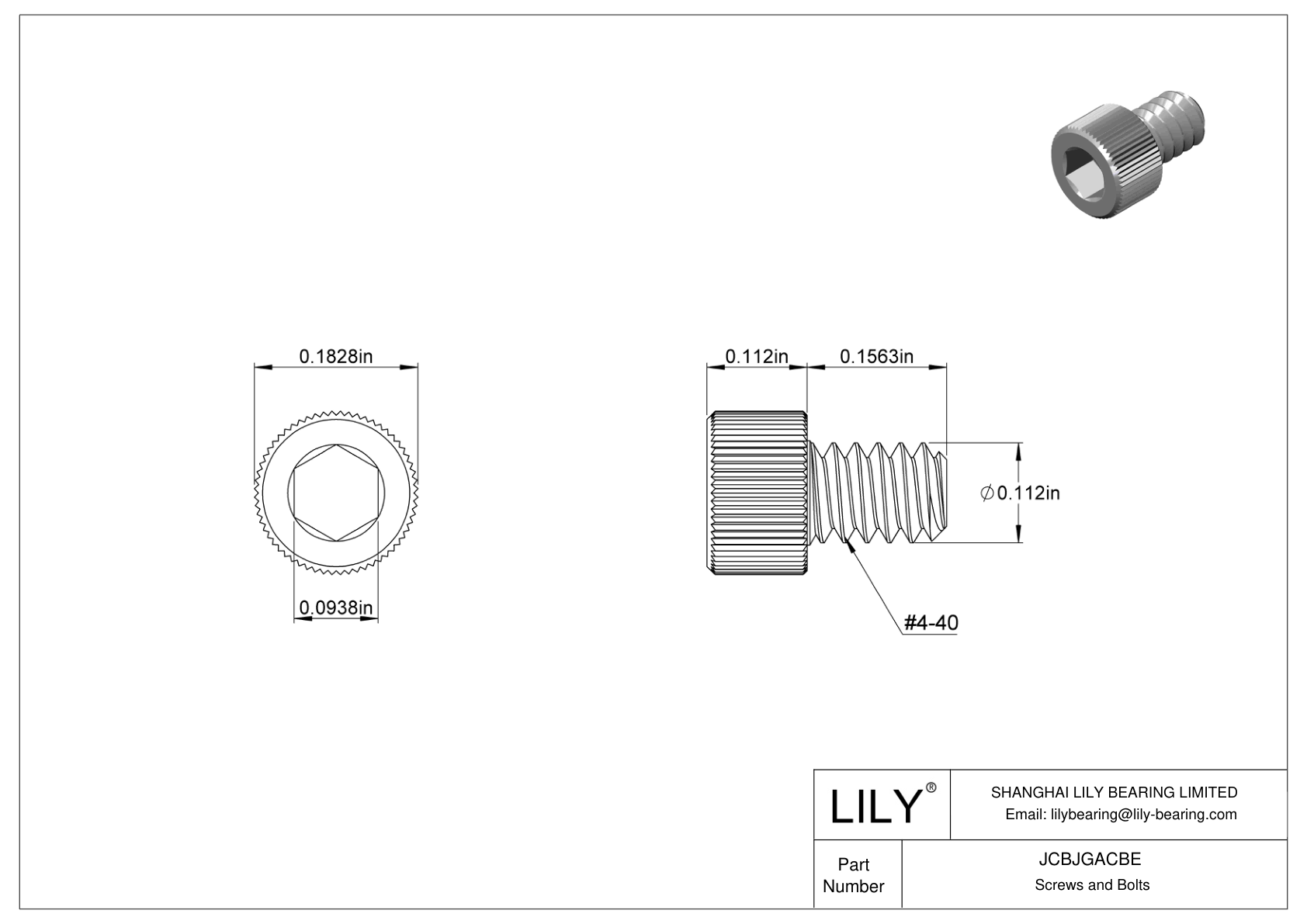 JCBJGACBE Tornillos de cabeza cilíndrica de acero inoxidable 18-8 cad drawing