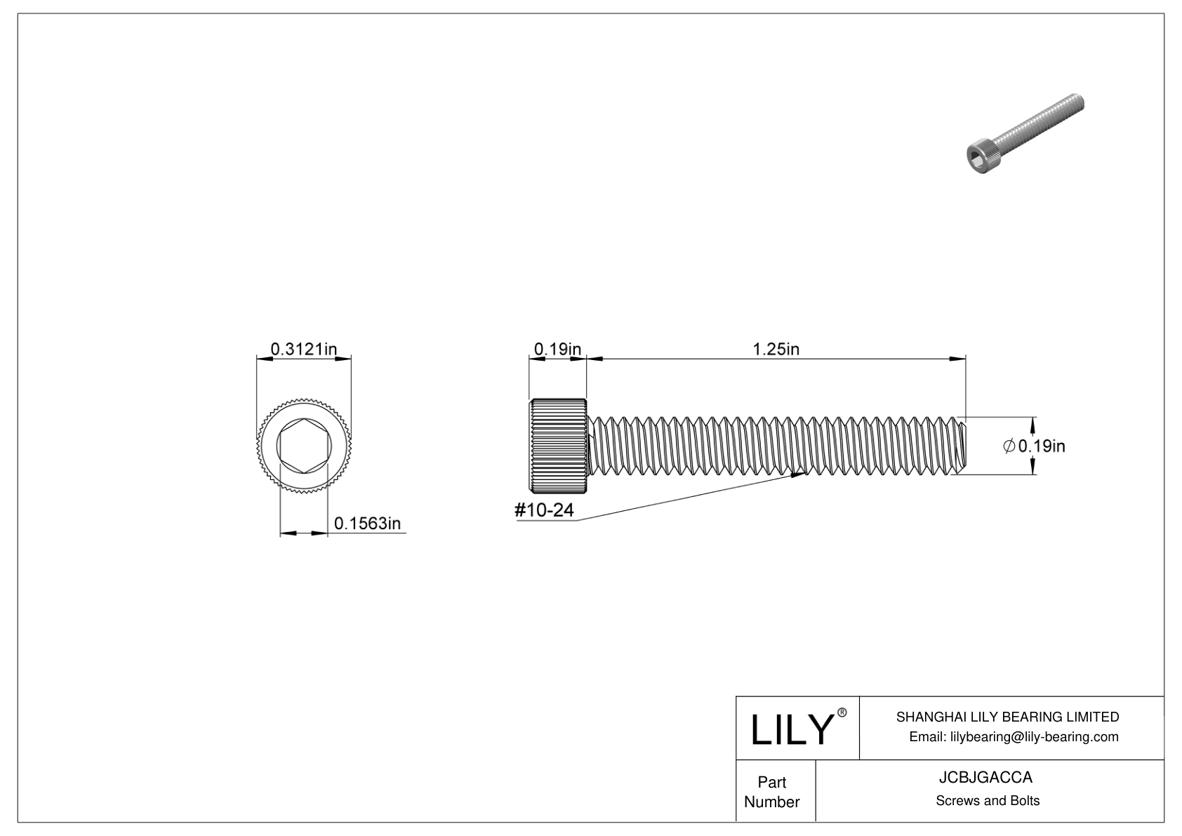 JCBJGACCA 18-8 Stainless Steel Socket Head Screws cad drawing