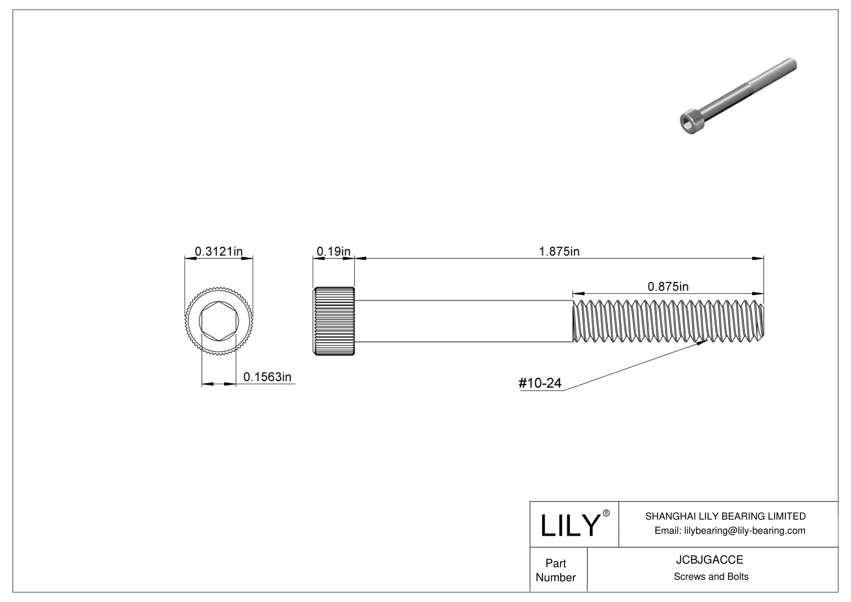 JCBJGACCE Tornillos de cabeza cilíndrica de acero inoxidable 18-8 cad drawing