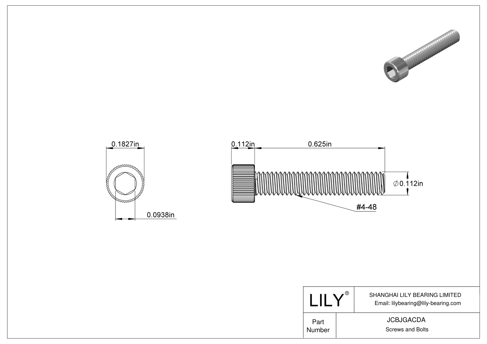 JCBJGACDA 18-8 Stainless Steel Socket Head Screws cad drawing