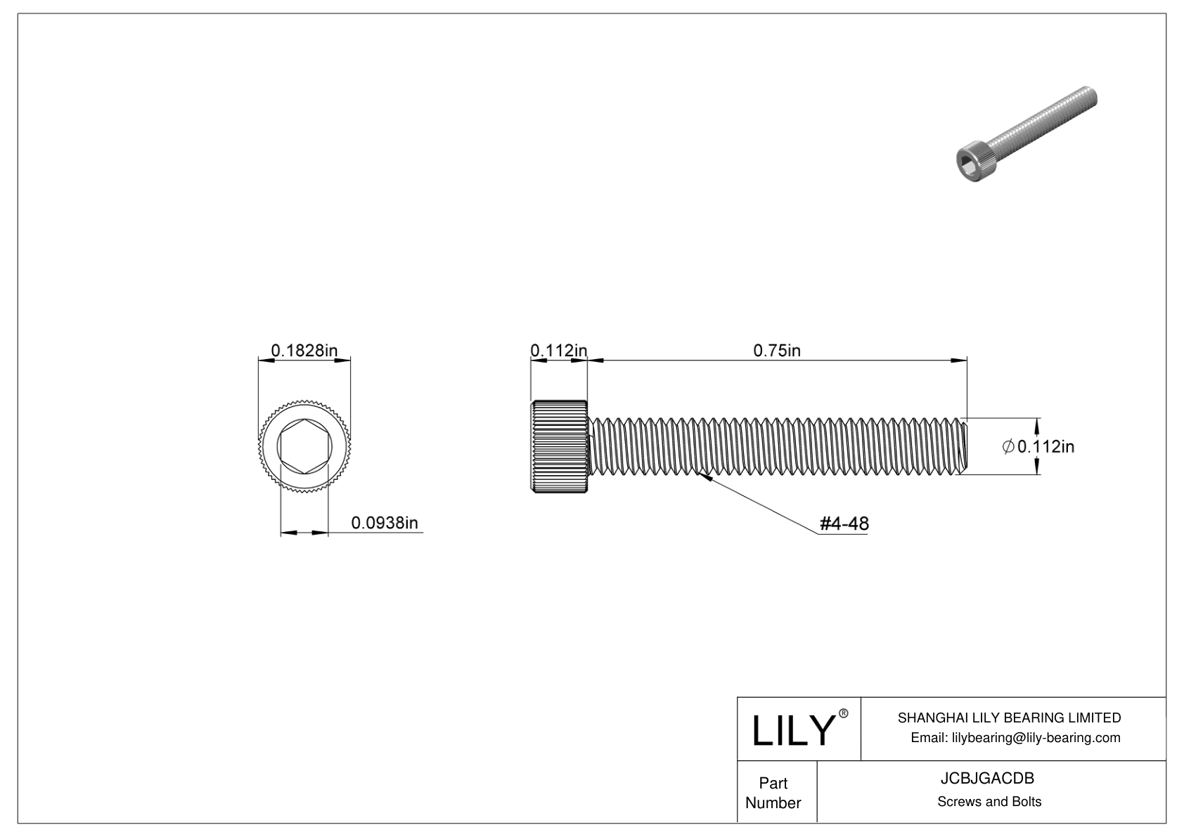 JCBJGACDB 18-8 Stainless Steel Socket Head Screws cad drawing