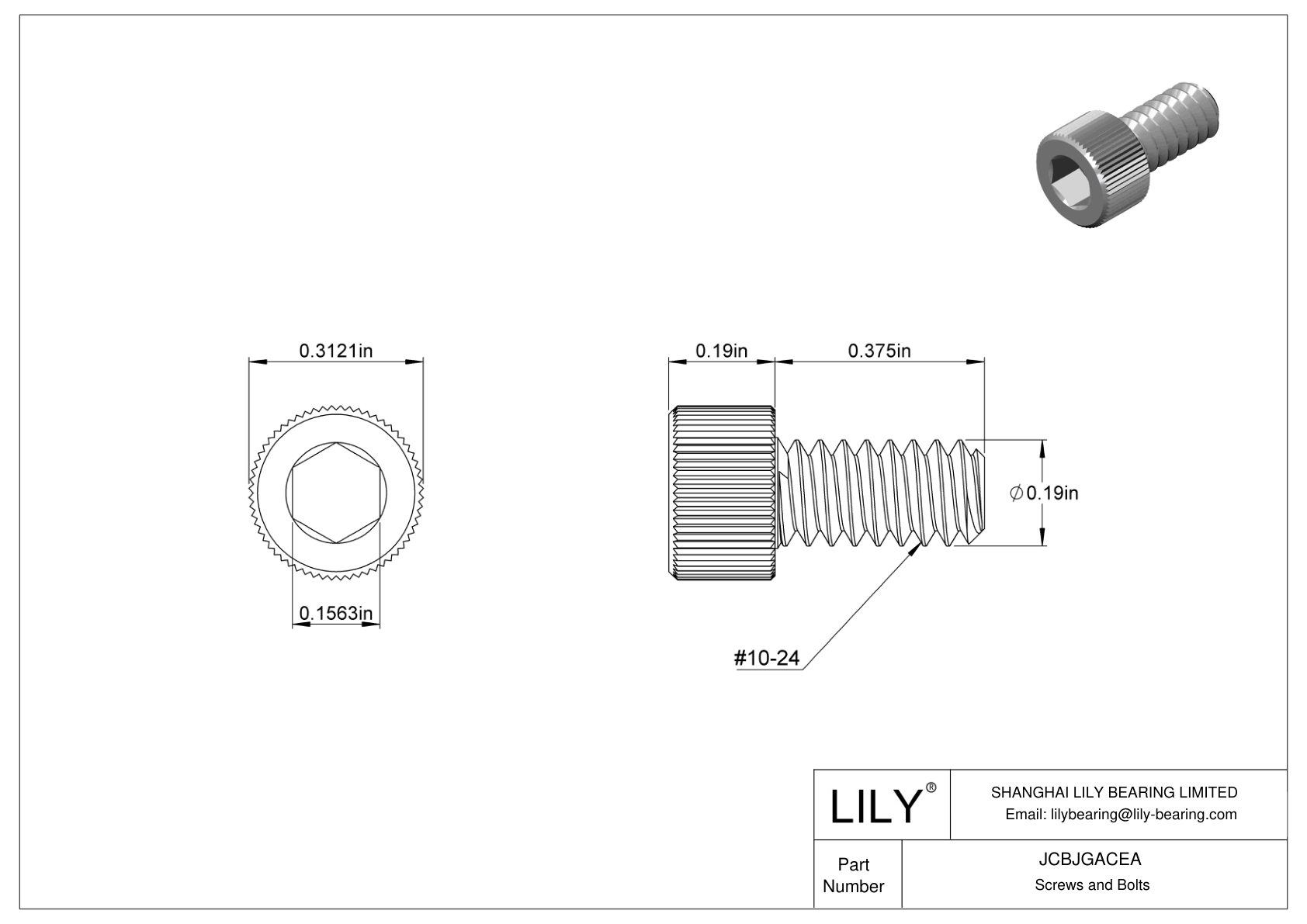 JCBJGACEA 18-8 Stainless Steel Socket Head Screws cad drawing