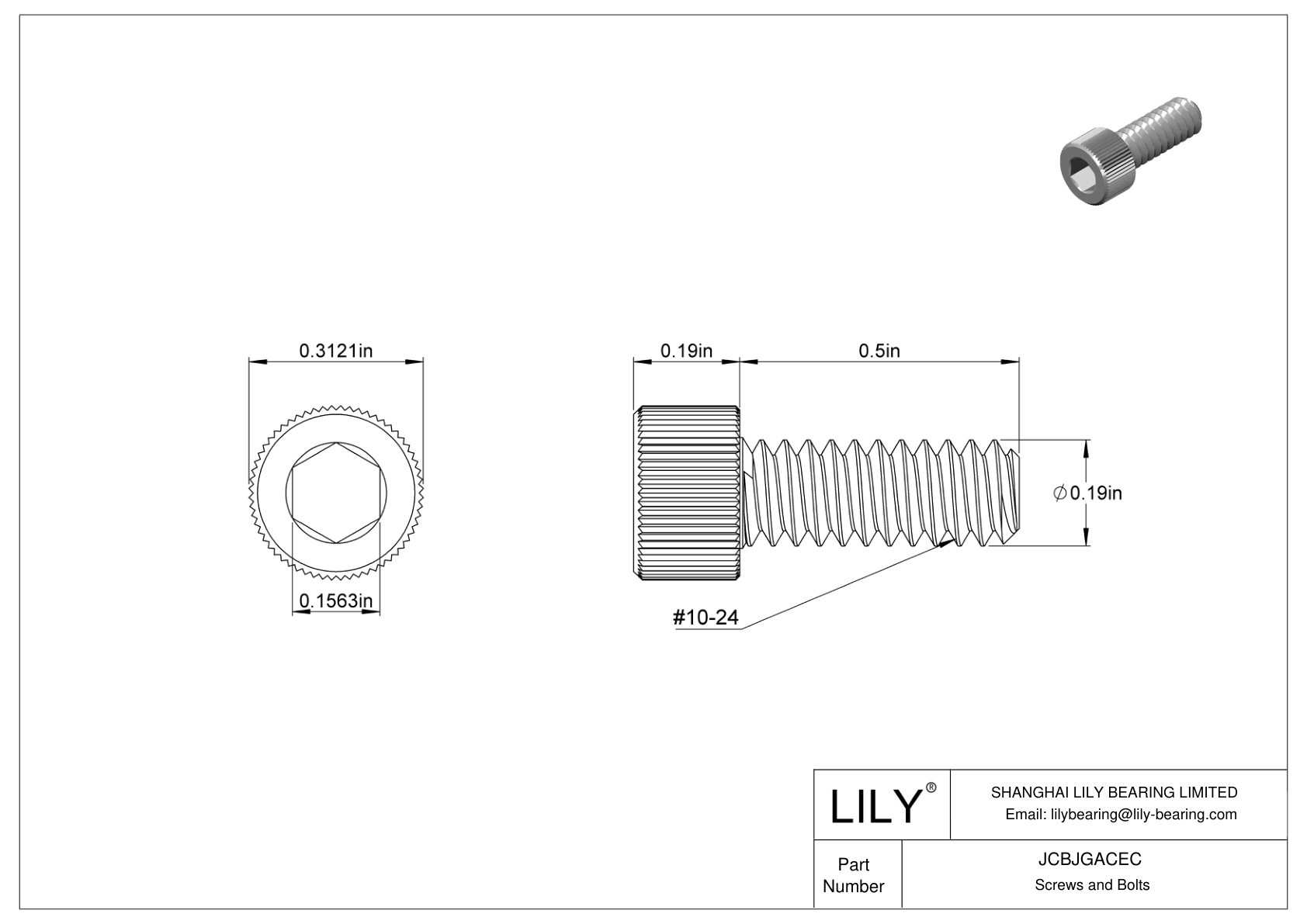 JCBJGACEC Tornillos de cabeza cilíndrica de acero inoxidable 18-8 cad drawing