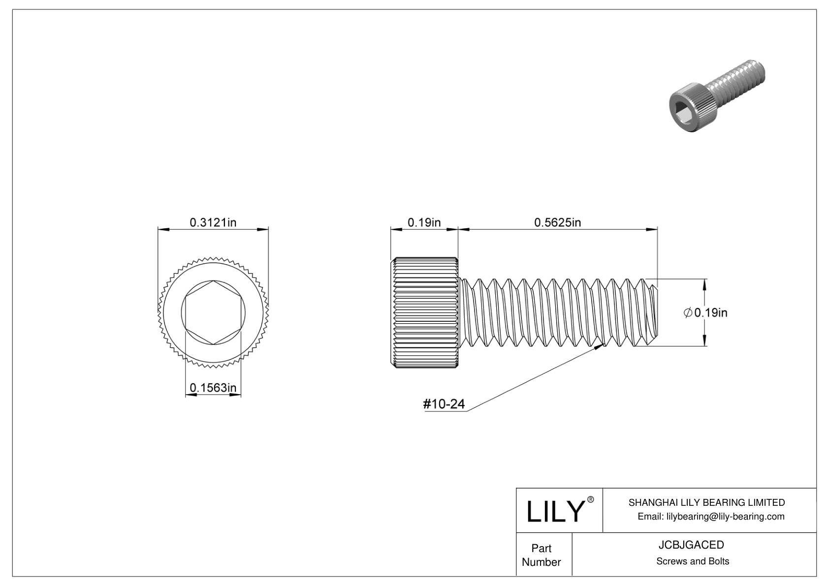 JCBJGACED 18-8 Stainless Steel Socket Head Screws cad drawing