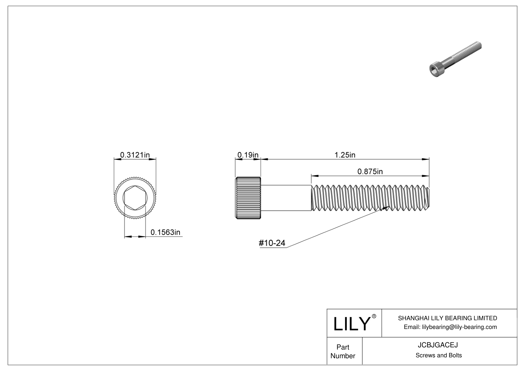 JCBJGACEJ Tornillos de cabeza cilíndrica de acero inoxidable 18-8 cad drawing