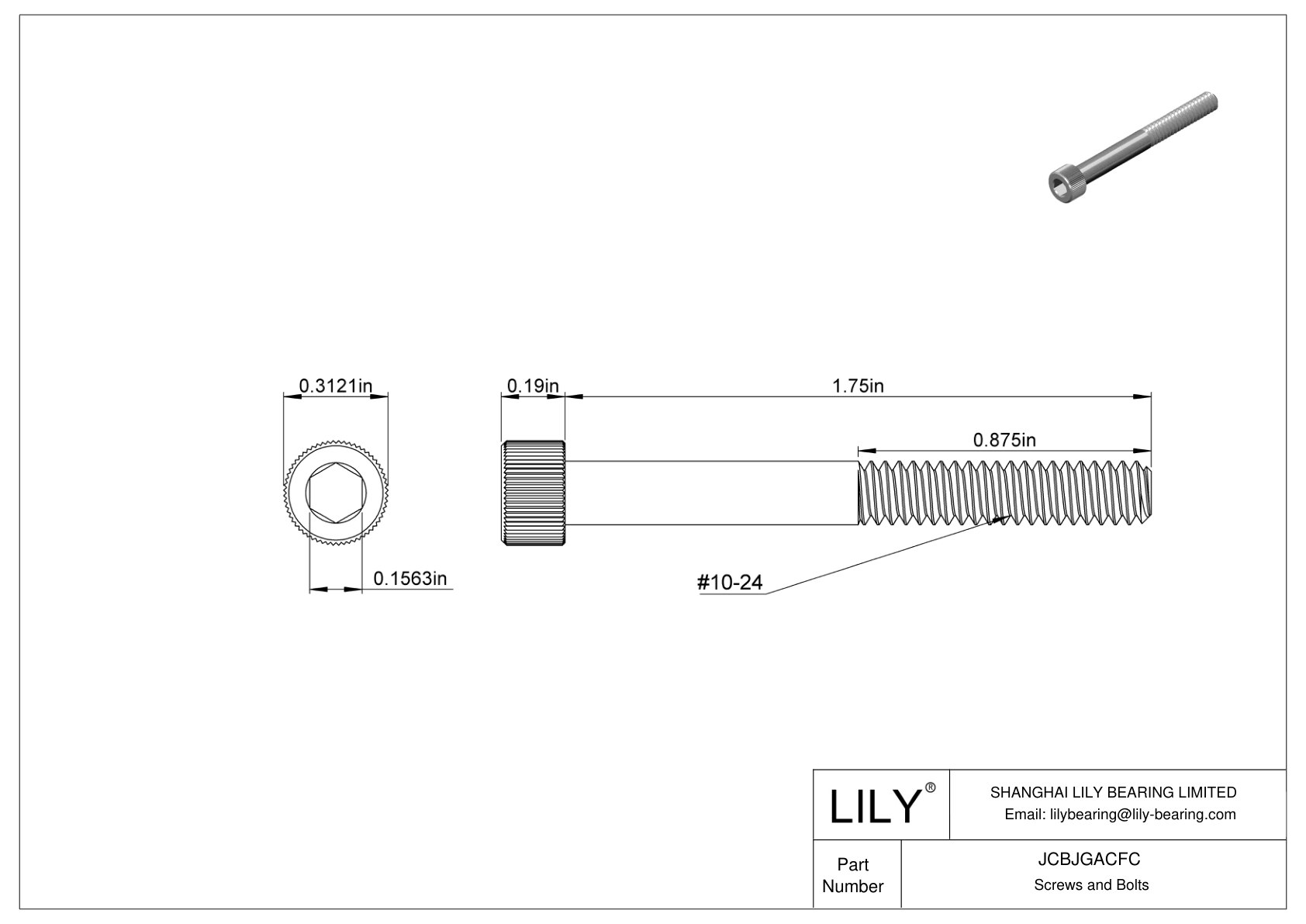 JCBJGACFC Tornillos de cabeza cilíndrica de acero inoxidable 18-8 cad drawing