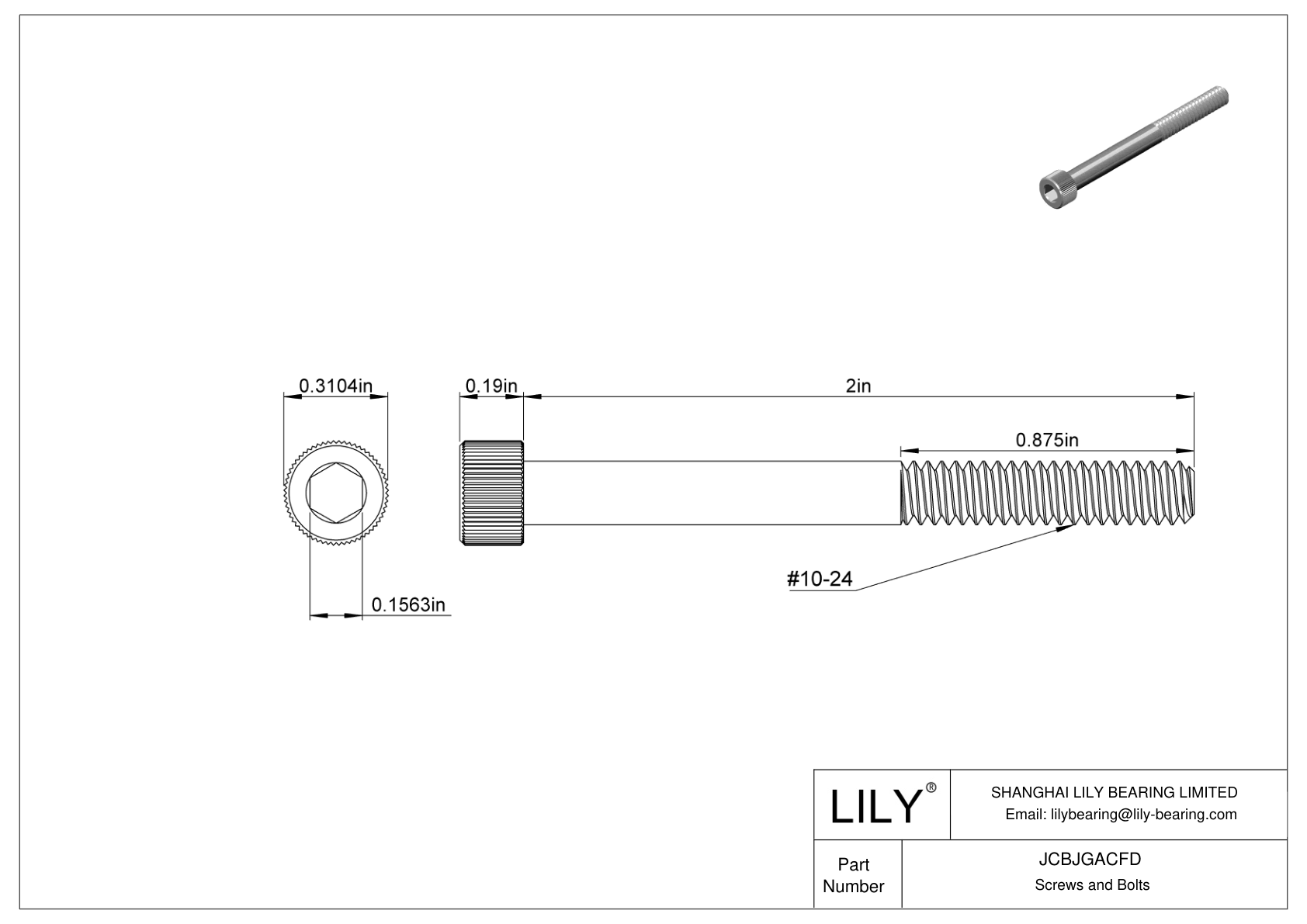 JCBJGACFD 18-8 Stainless Steel Socket Head Screws cad drawing