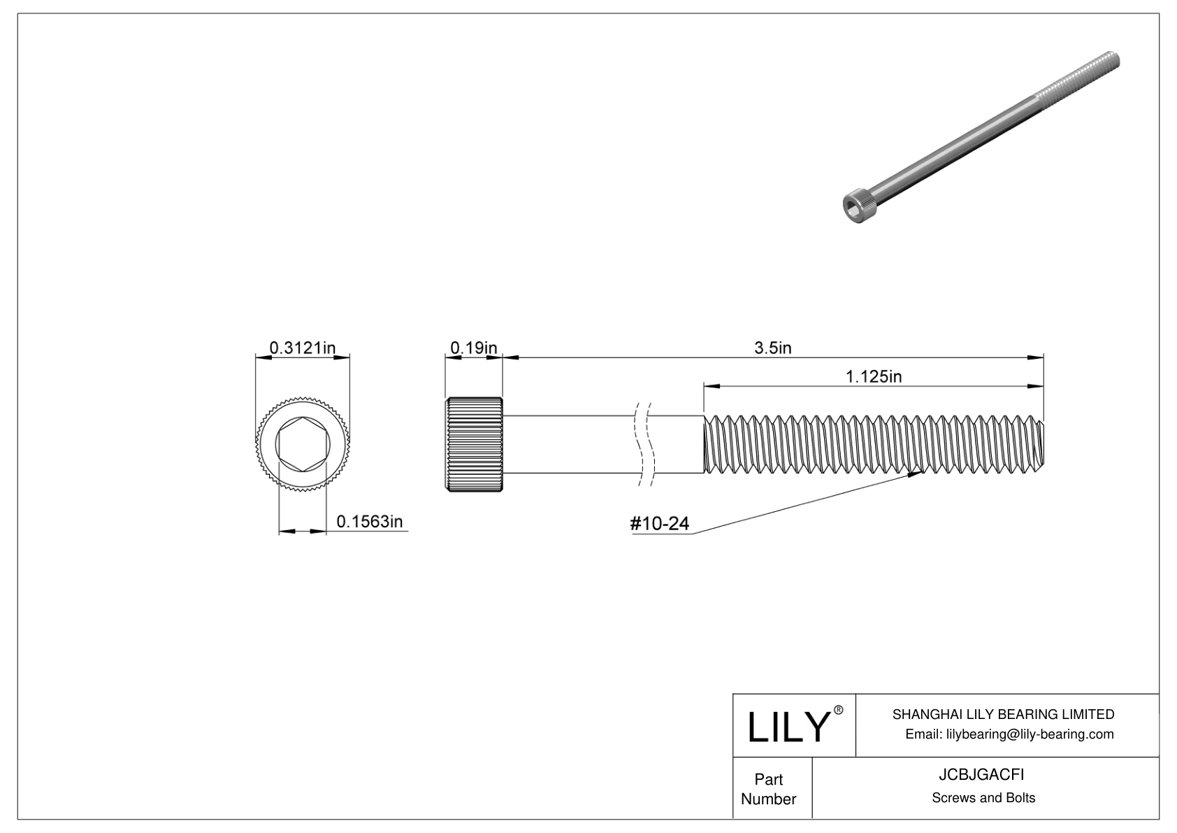 JCBJGACFI Tornillos de cabeza cilíndrica de acero inoxidable 18-8 cad drawing