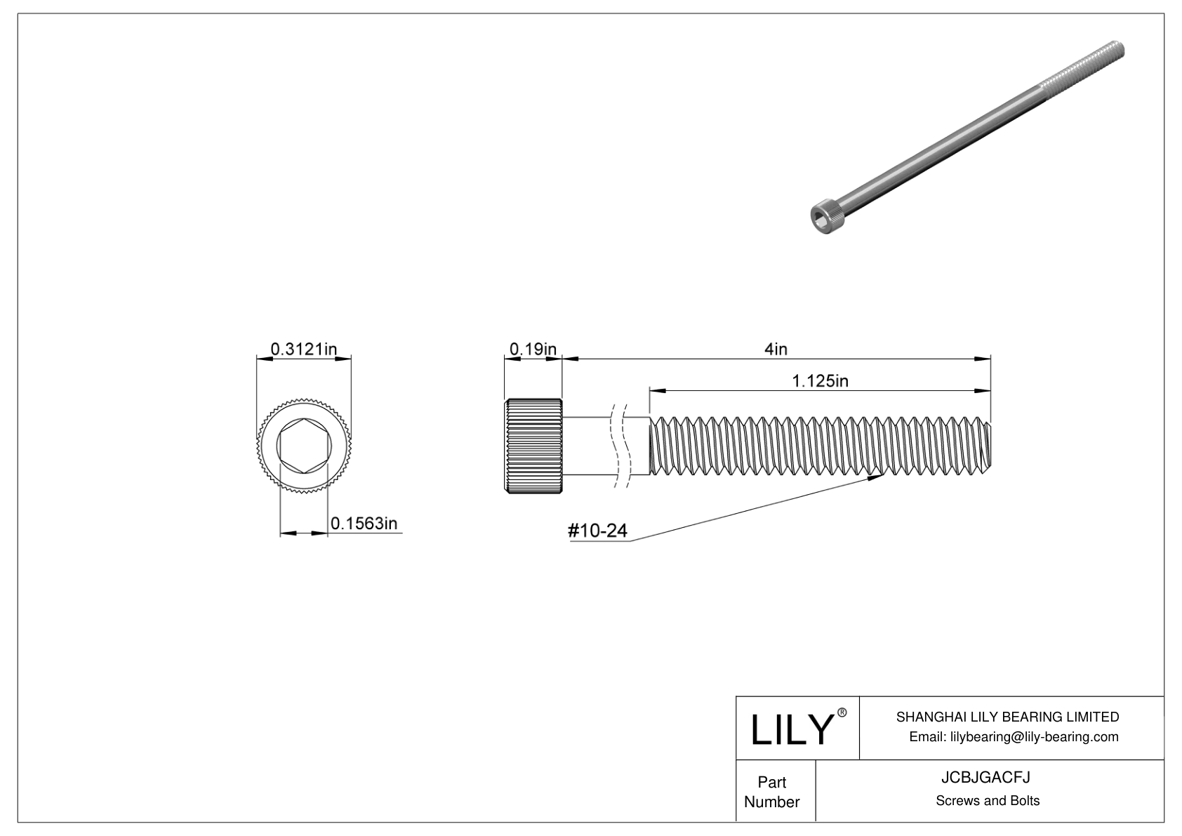 JCBJGACFJ 18-8 Stainless Steel Socket Head Screws cad drawing