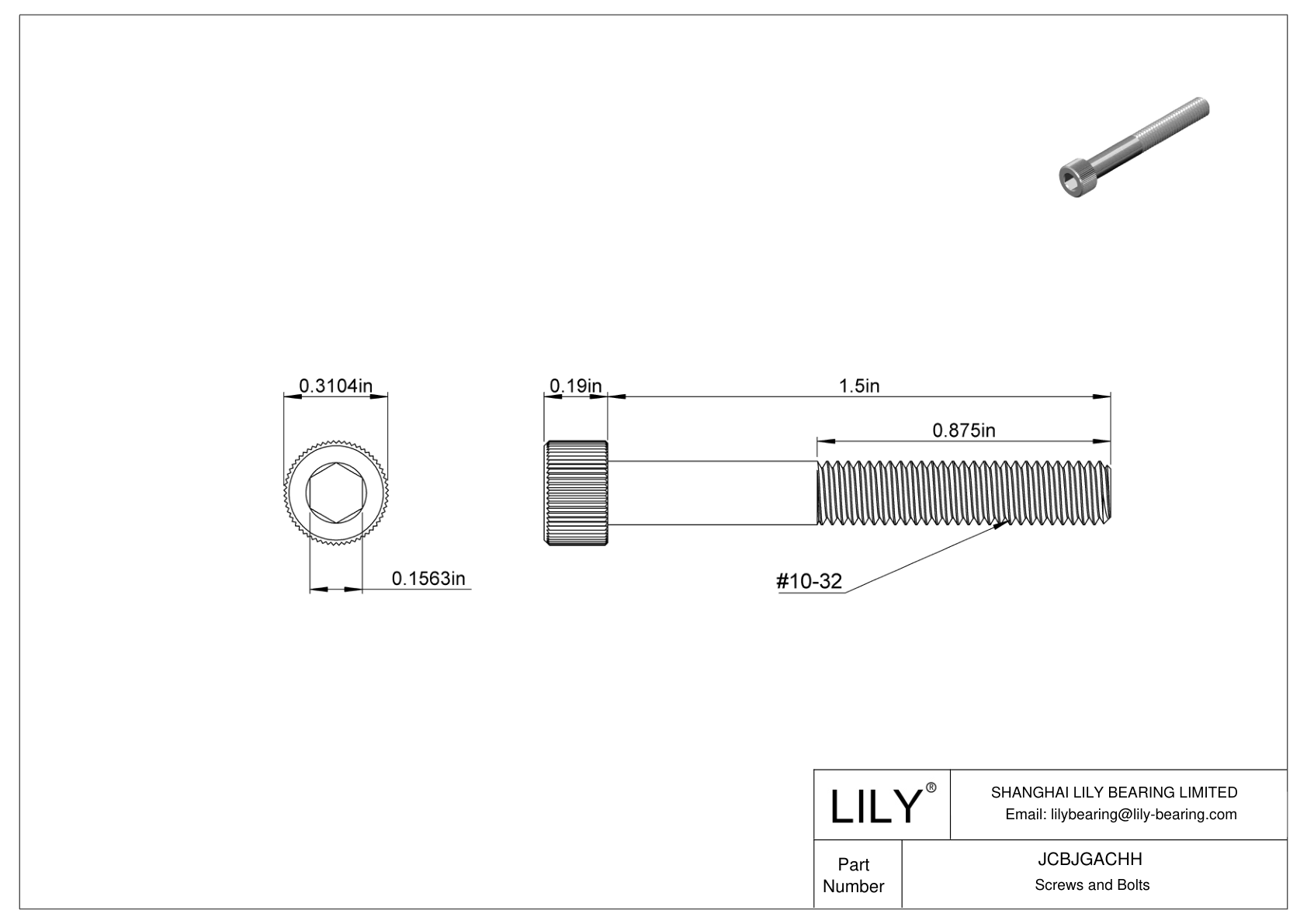 JCBJGACHH Tornillos de cabeza cilíndrica de acero inoxidable 18-8 cad drawing