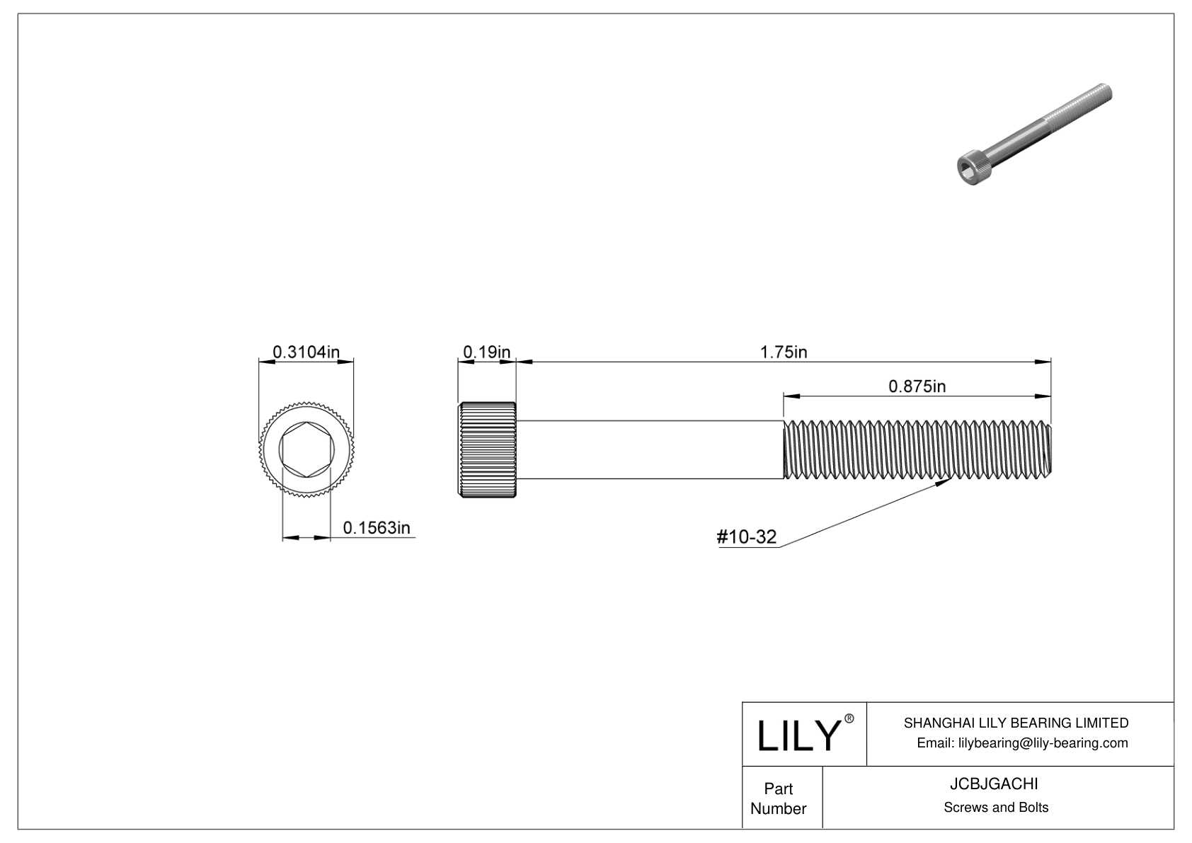 JCBJGACHI Tornillos de cabeza cilíndrica de acero inoxidable 18-8 cad drawing