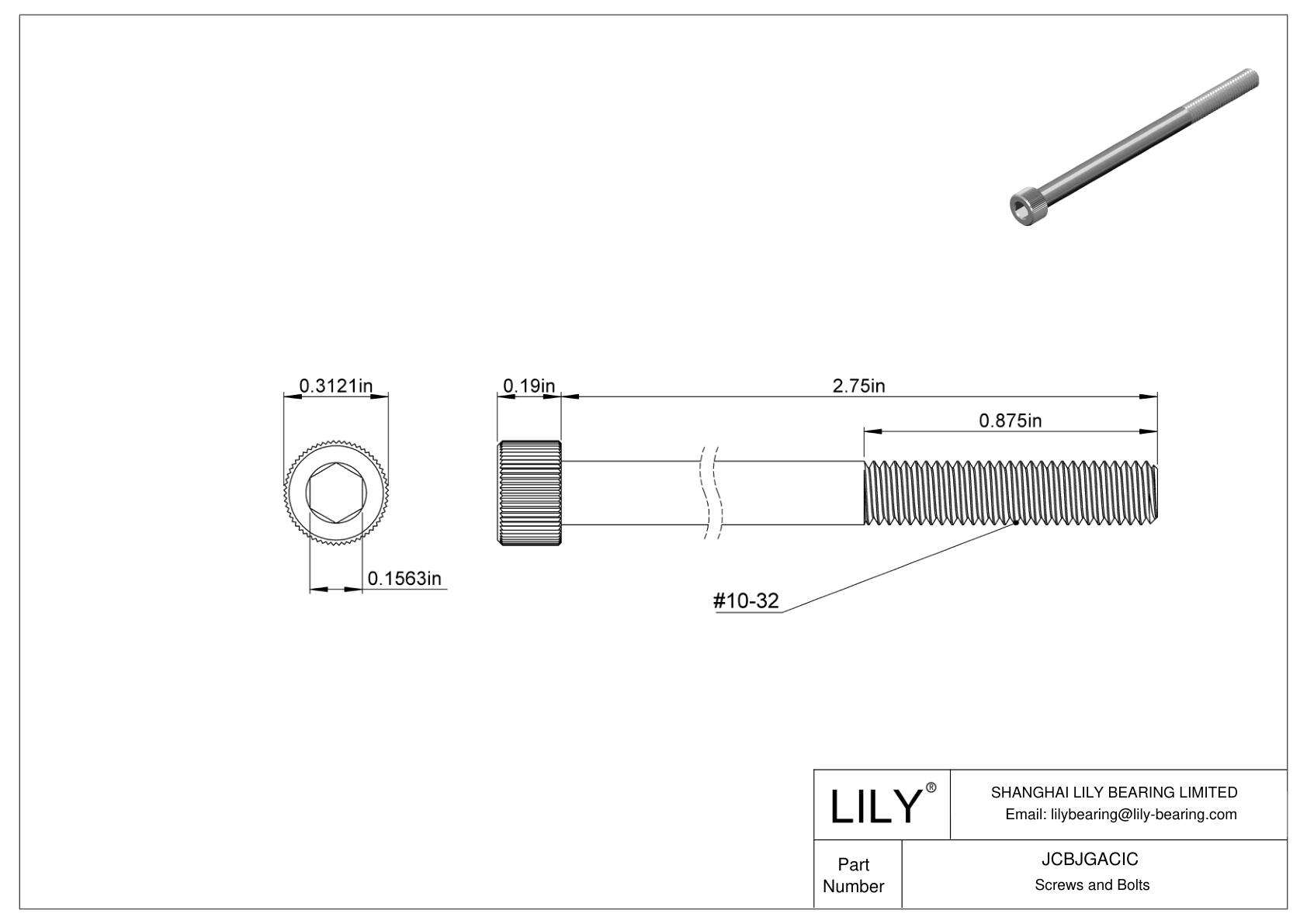 JCBJGACIC Tornillos de cabeza cilíndrica de acero inoxidable 18-8 cad drawing