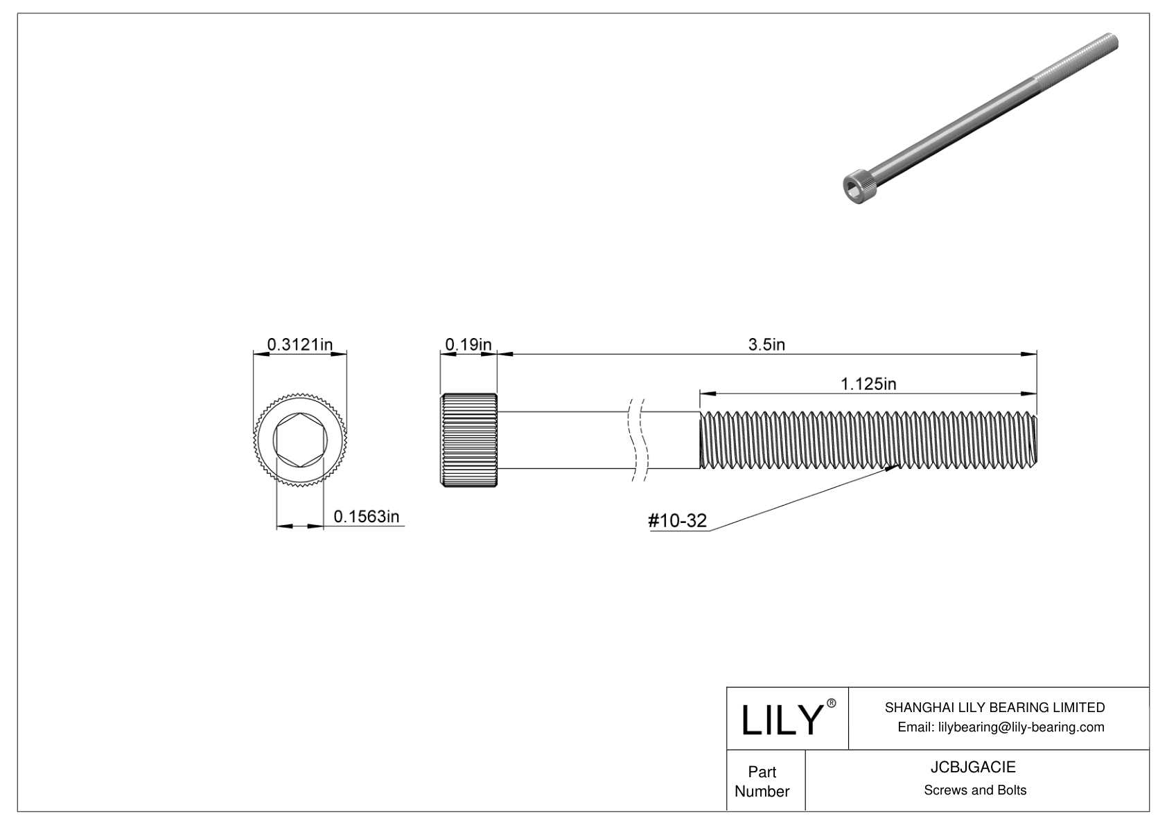 JCBJGACIE Tornillos de cabeza cilíndrica de acero inoxidable 18-8 cad drawing