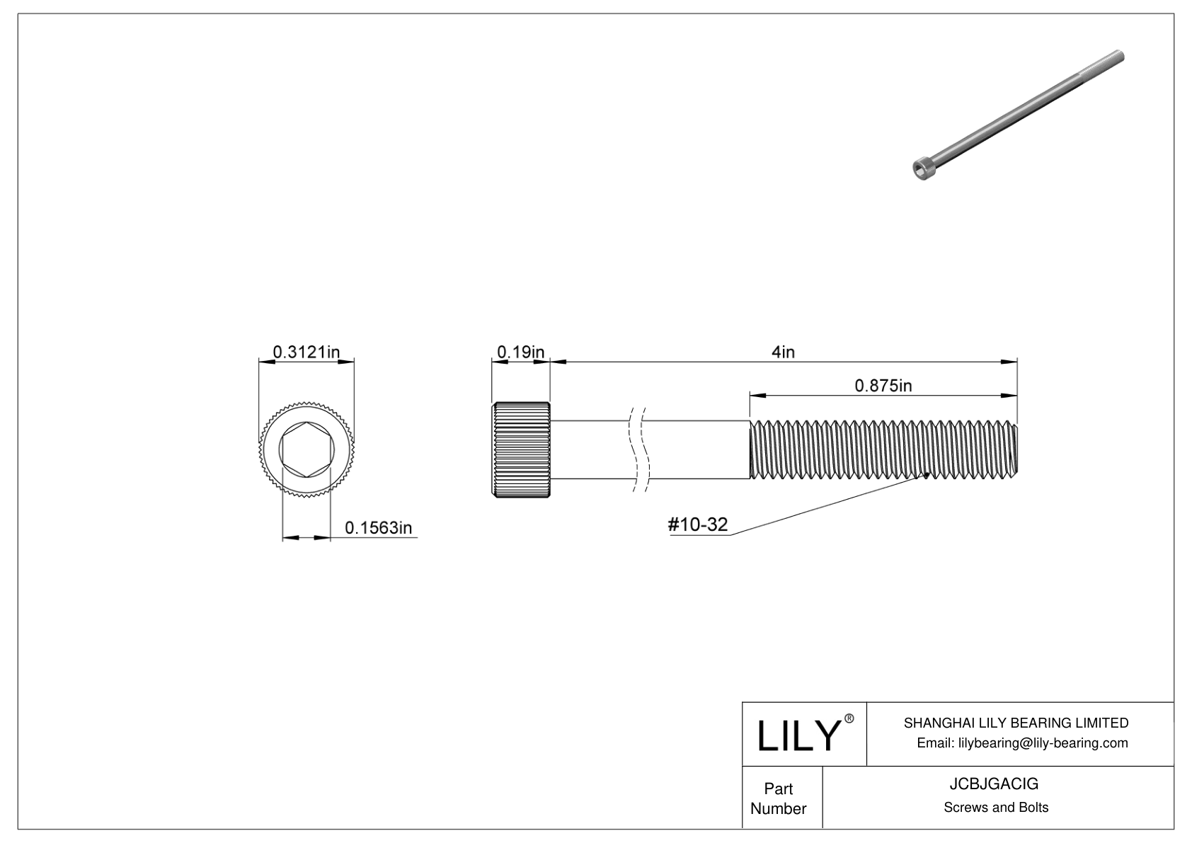 JCBJGACIG Tornillos de cabeza cilíndrica de acero inoxidable 18-8 cad drawing