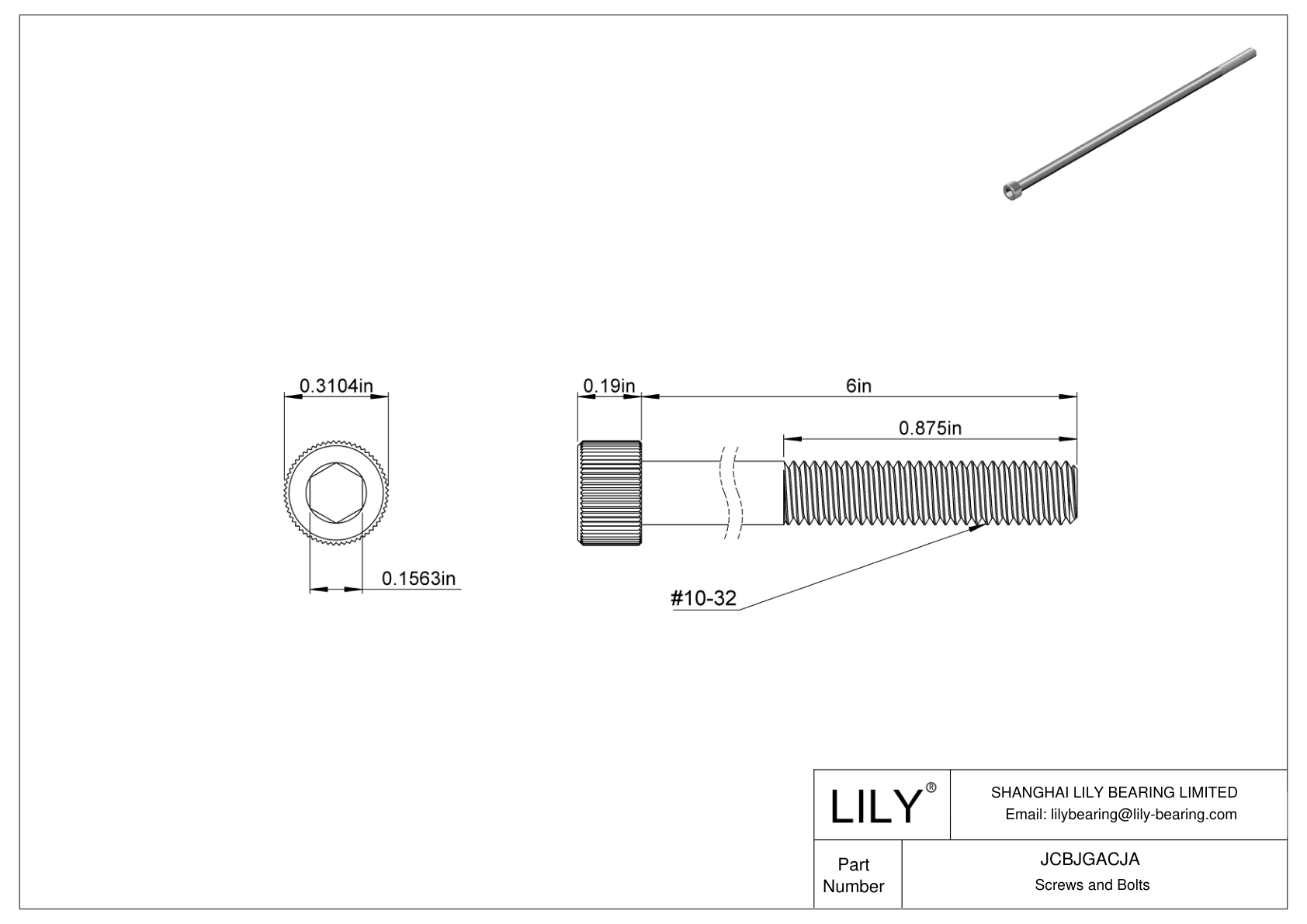 JCBJGACJA 18-8 Stainless Steel Socket Head Screws cad drawing